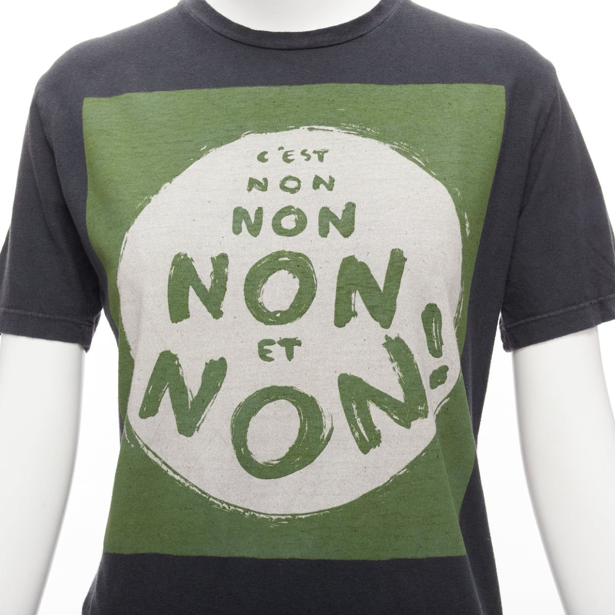 Dior CHRISTIAN DIOR Non Non Et Non washed black green cotton linen tshirt XS Size S / US 4 / IT 40 - 2 Thumbnail