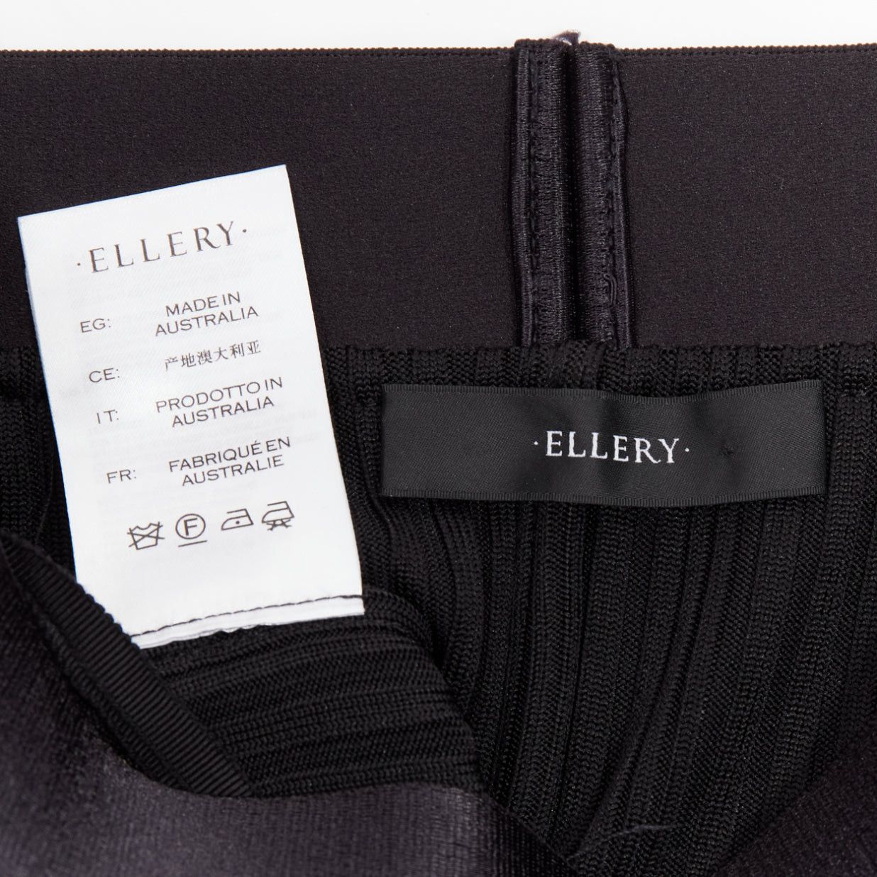 ELLERY ELLERY black viscose yellow red tape ribbed high waist pleated flute skirt UK6 XS Size 26" / US 2 / IT 38 - 8 Thumbnail