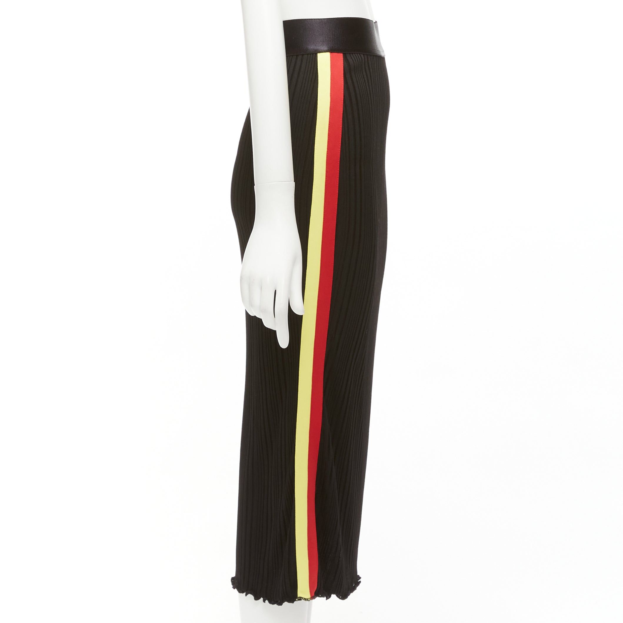 ELLERY ELLERY black viscose yellow red tape ribbed high waist pleated flute skirt UK6 XS Size 26" / US 2 / IT 38 - 4 Thumbnail