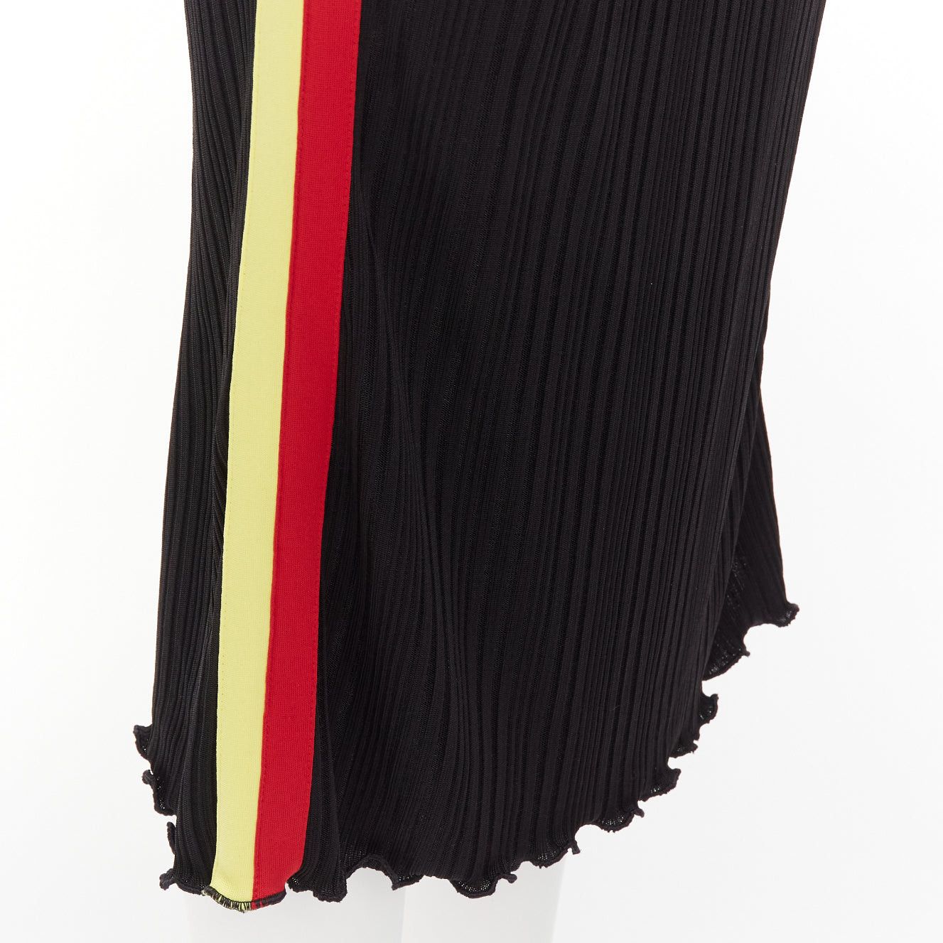 ELLERY ELLERY black viscose yellow red tape ribbed high waist pleated flute skirt UK6 XS Size 26" / US 2 / IT 38 - 7 Thumbnail