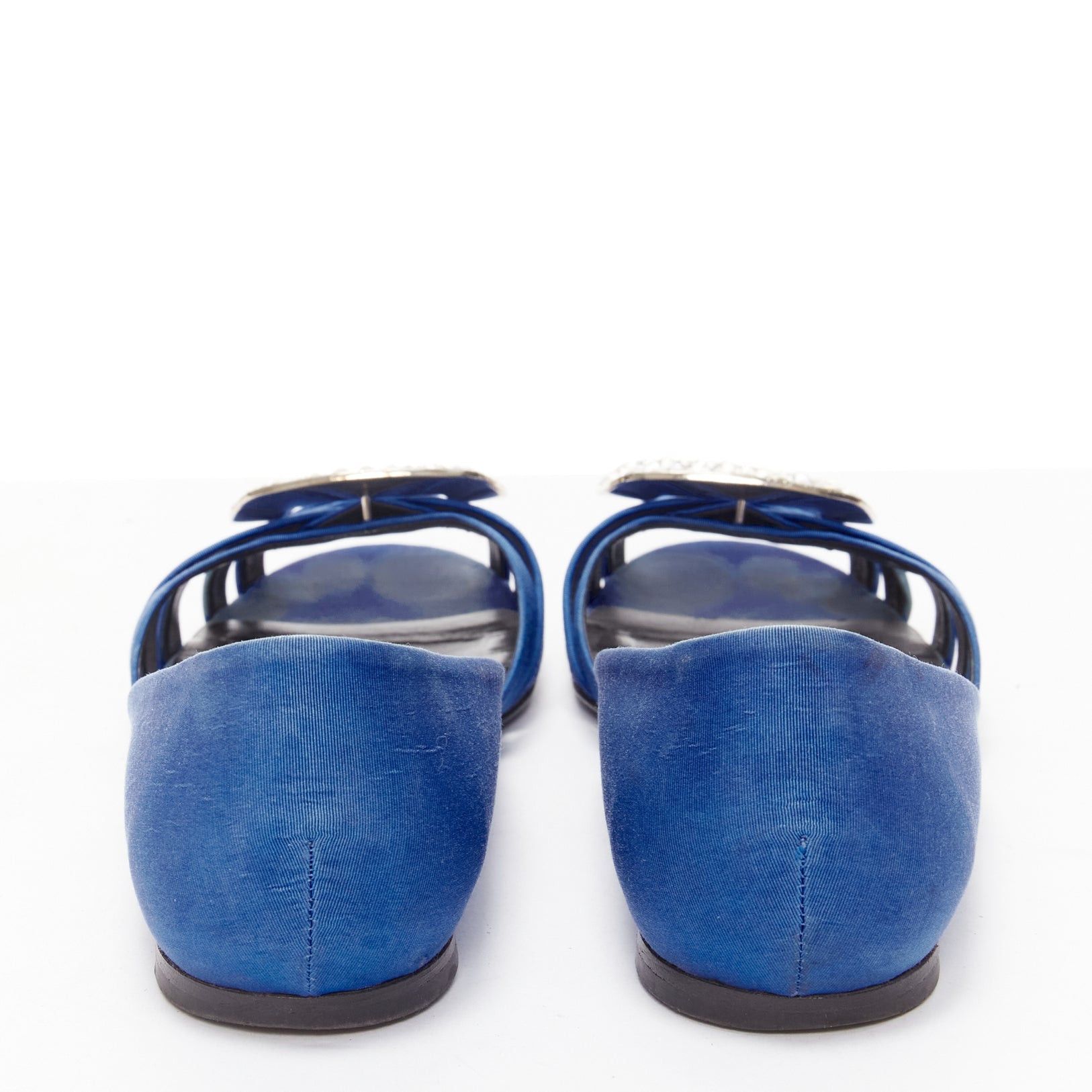 Roger Vivier ROGER VIVIER blue satin crystal square buckles woven front pep toe flats EU34.5 Size US 4.5 / IT 34.5 - 4 Thumbnail