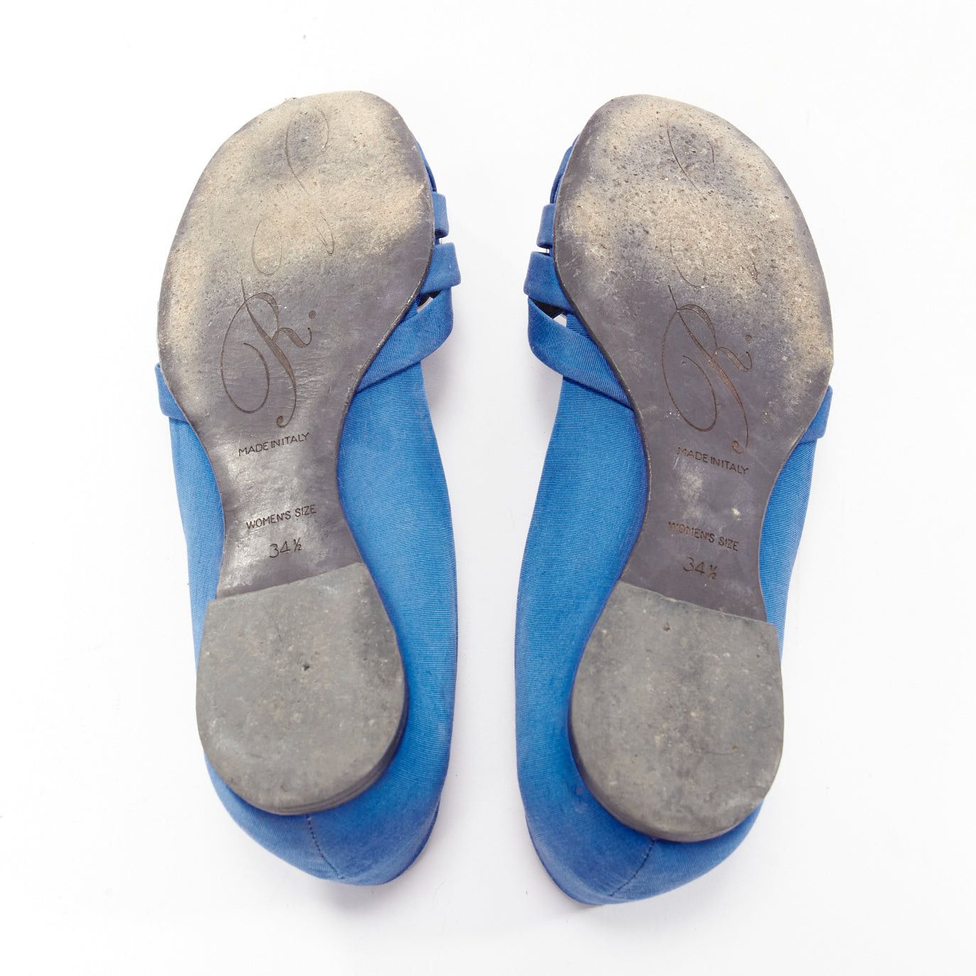 Roger Vivier ROGER VIVIER blue satin crystal square buckles woven front pep toe flats EU34.5 Size US 4.5 / IT 34.5 - 10 Thumbnail