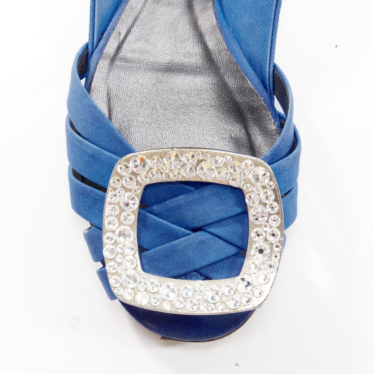 Roger Vivier ROGER VIVIER blue satin crystal square buckles woven front pep toe flats EU34.5 Size US 4.5 / IT 34.5 - 5 Thumbnail