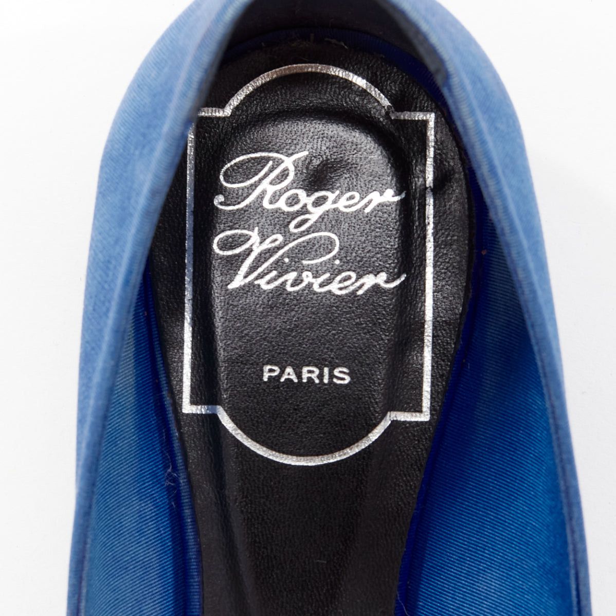 Roger Vivier ROGER VIVIER blue satin crystal square buckles woven front pep toe flats EU34.5 Size US 4.5 / IT 34.5 - 8 Thumbnail
