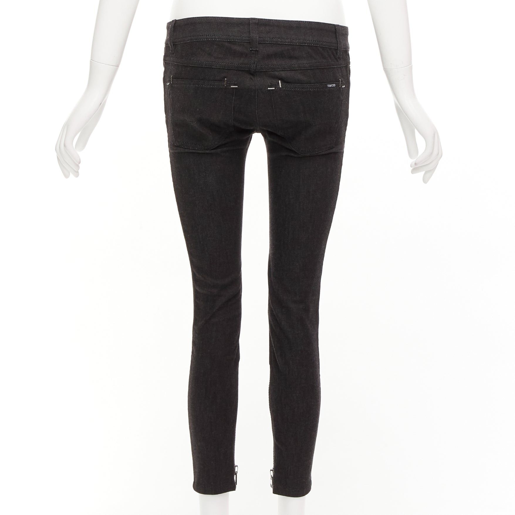 Tom Ford TOM FORD dark brown cotton blend silver staple embellished skinny jeans 26" Size 26" / US 2 / IT 38 - 5 Thumbnail