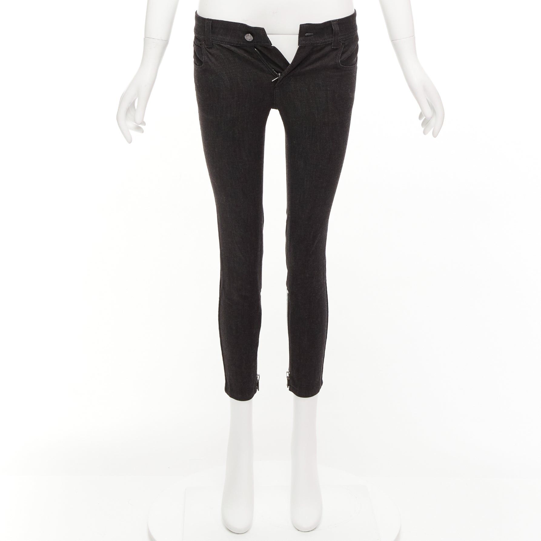 Tom Ford TOM FORD dark brown cotton blend silver staple embellished skinny jeans 26" Size 26" / US 2 / IT 38 - 9 Thumbnail