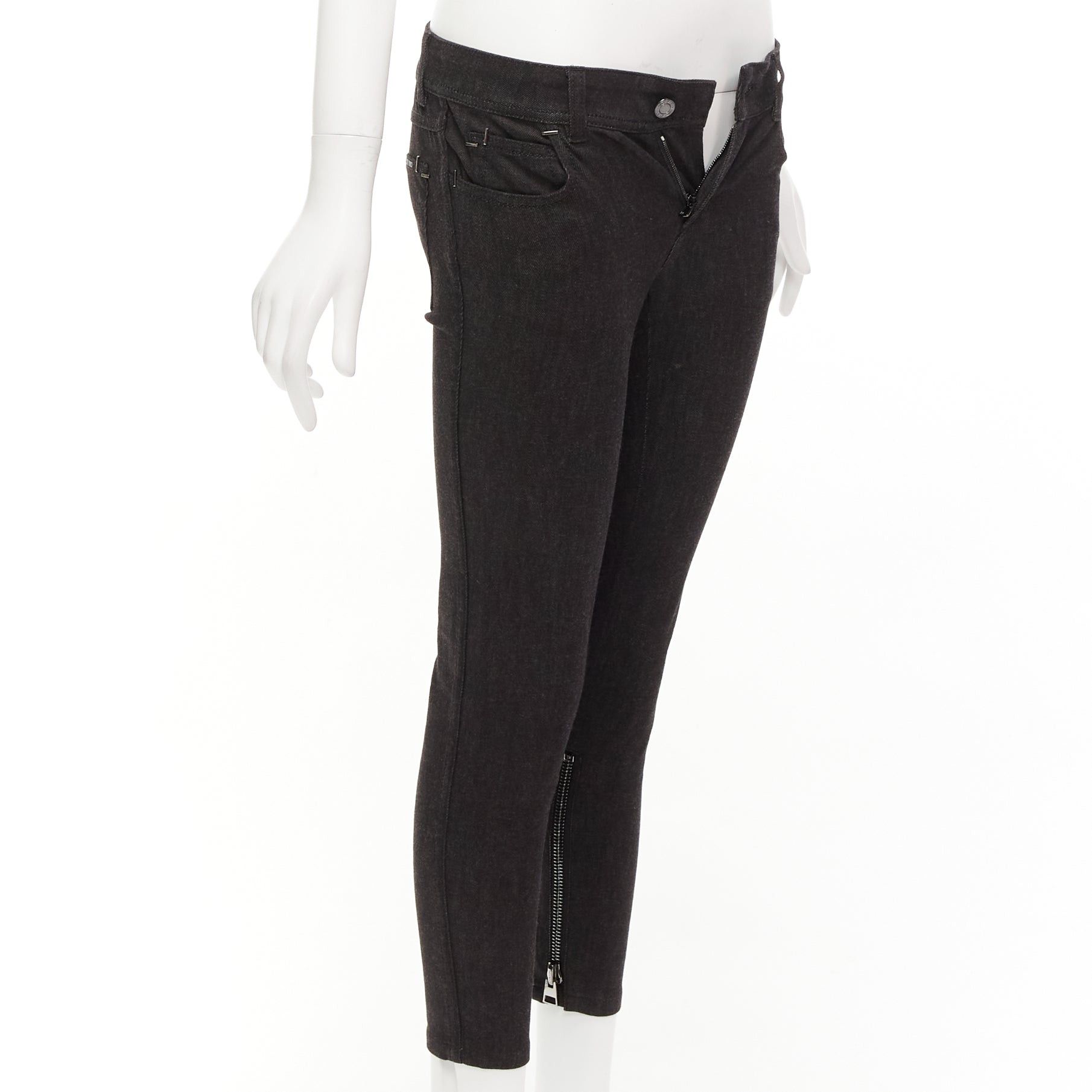 Tom Ford TOM FORD dark brown cotton blend silver staple embellished skinny jeans 26" Size 26" / US 2 / IT 38 - 3 Thumbnail