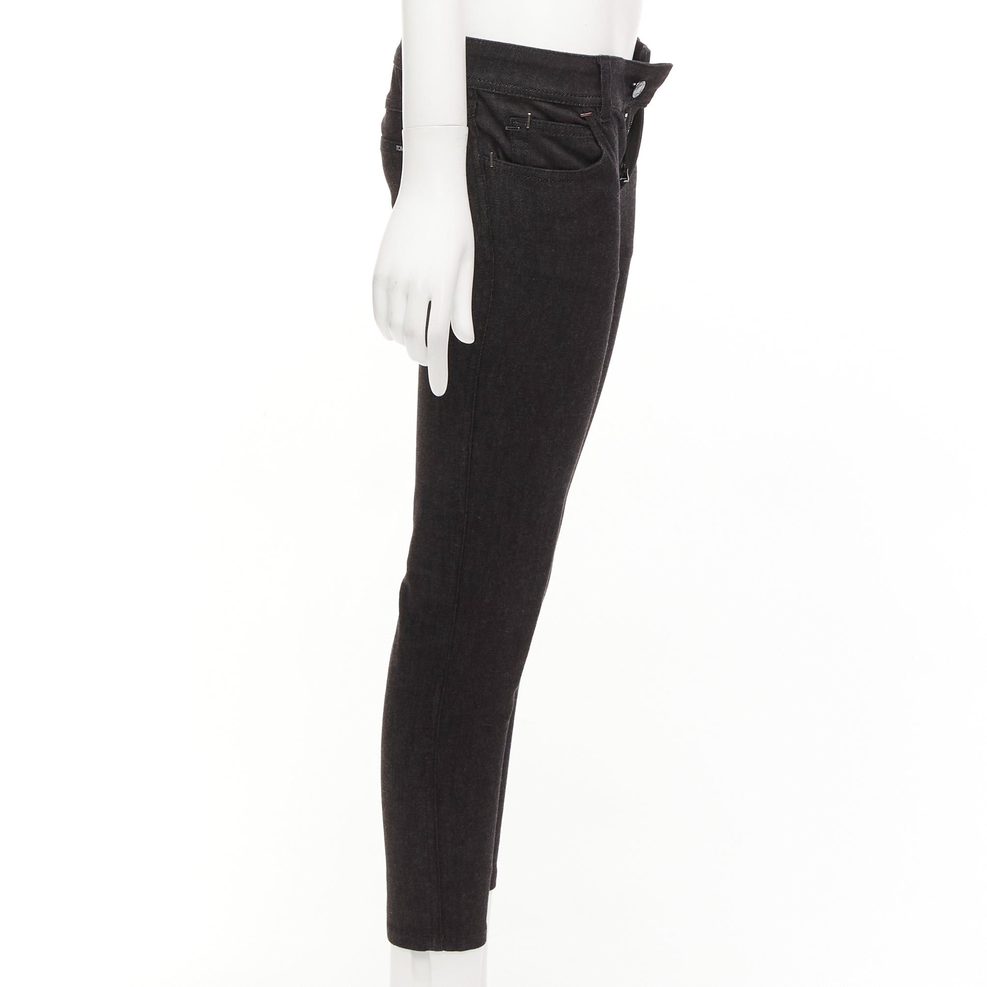 Tom Ford TOM FORD dark brown cotton blend silver staple embellished skinny jeans 26" Size 26" / US 2 / IT 38 - 4 Thumbnail