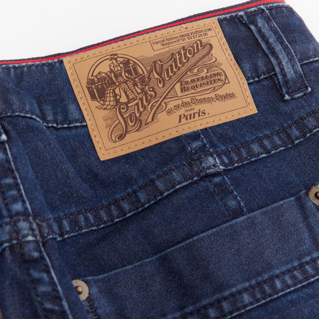 Louis Vuitton LOUIS VUITTON blue washed denim patchwork logo skinny motorcycle jeans FR34 XS Size 26" / US 2 / IT 38 - 2 Thumbnail