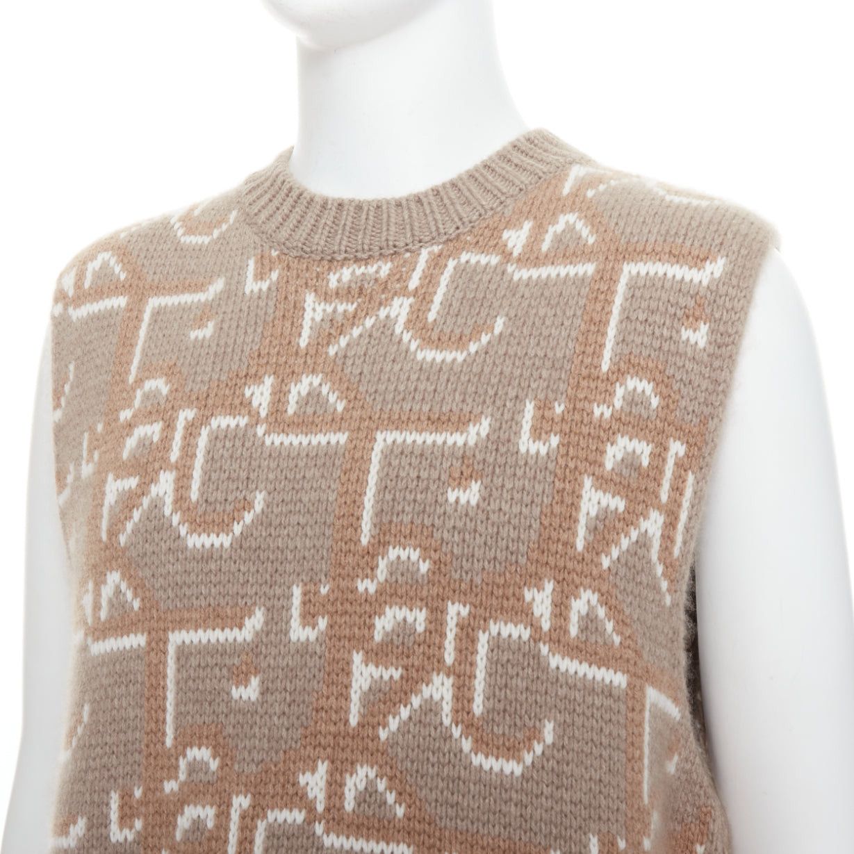 Dior DIOR Travis Scott Cactus Jack 2022 beige 100% cashmere oblique vest sweater M Size US M / EU 48-50 / 2 - 2 Thumbnail