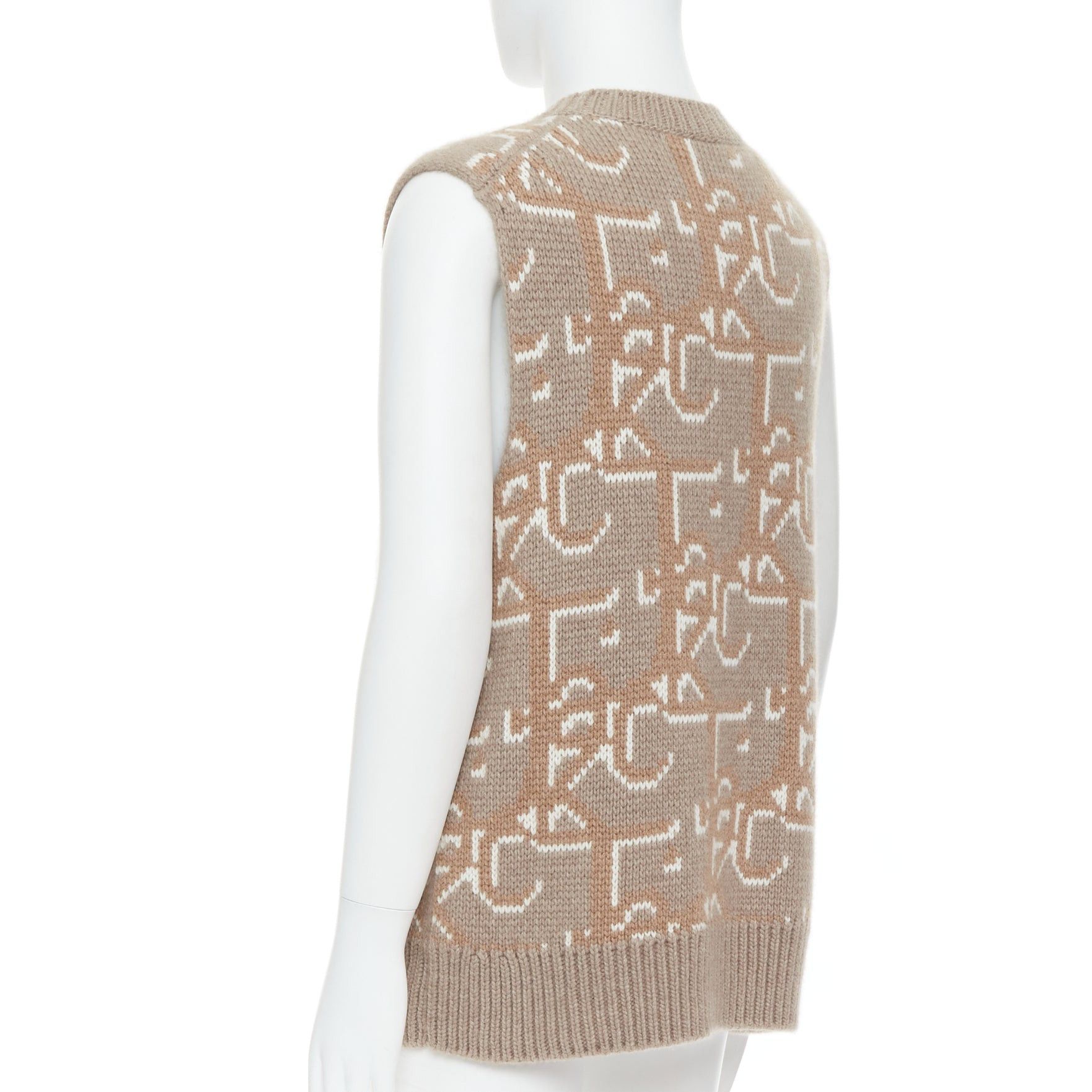 Dior DIOR Travis Scott Cactus Jack 2022 beige 100% cashmere oblique vest sweater M Size US M / EU 48-50 / 2 - 6 Thumbnail