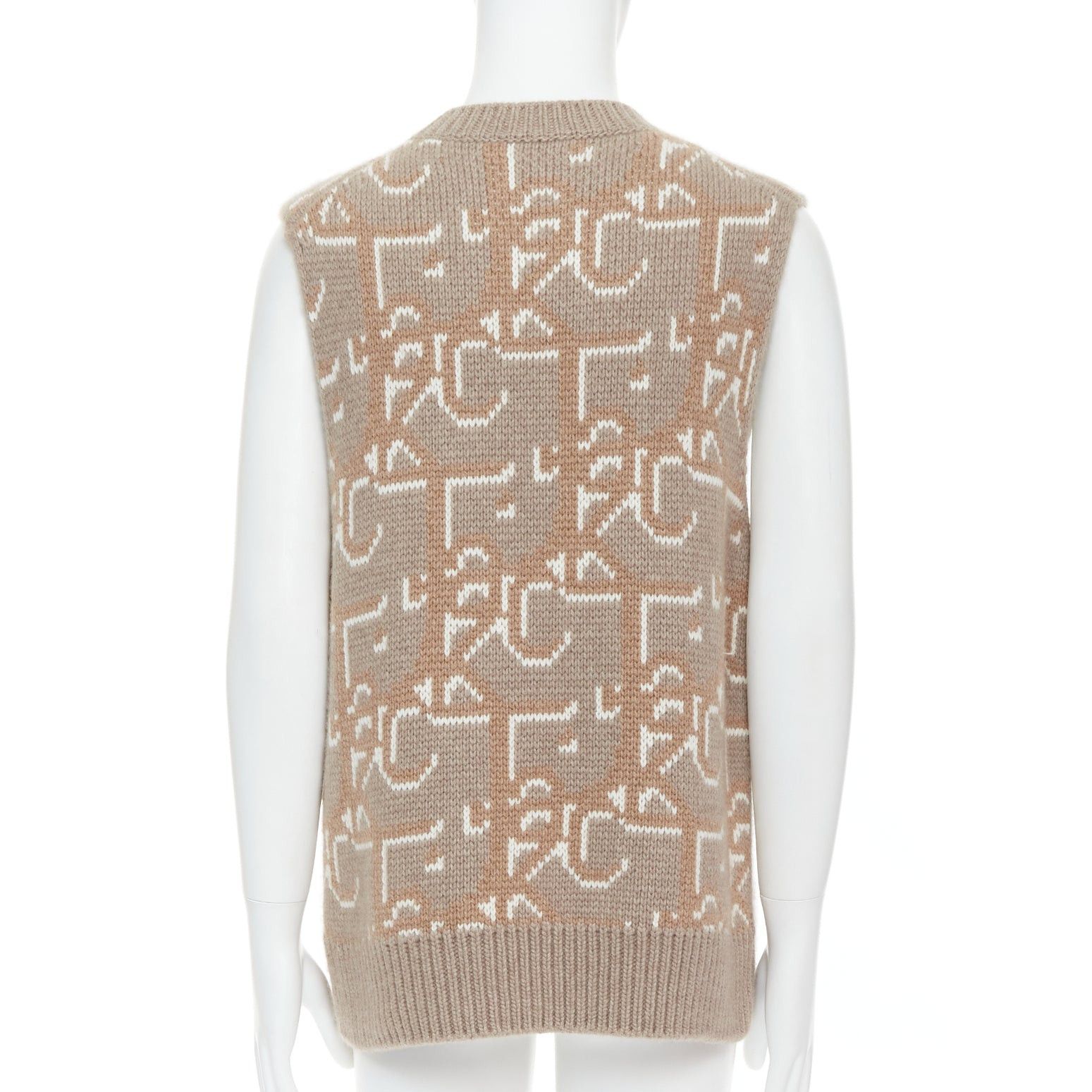 Dior DIOR Travis Scott Cactus Jack 2022 beige 100% cashmere oblique vest sweater M Size US M / EU 48-50 / 2 - 5 Thumbnail
