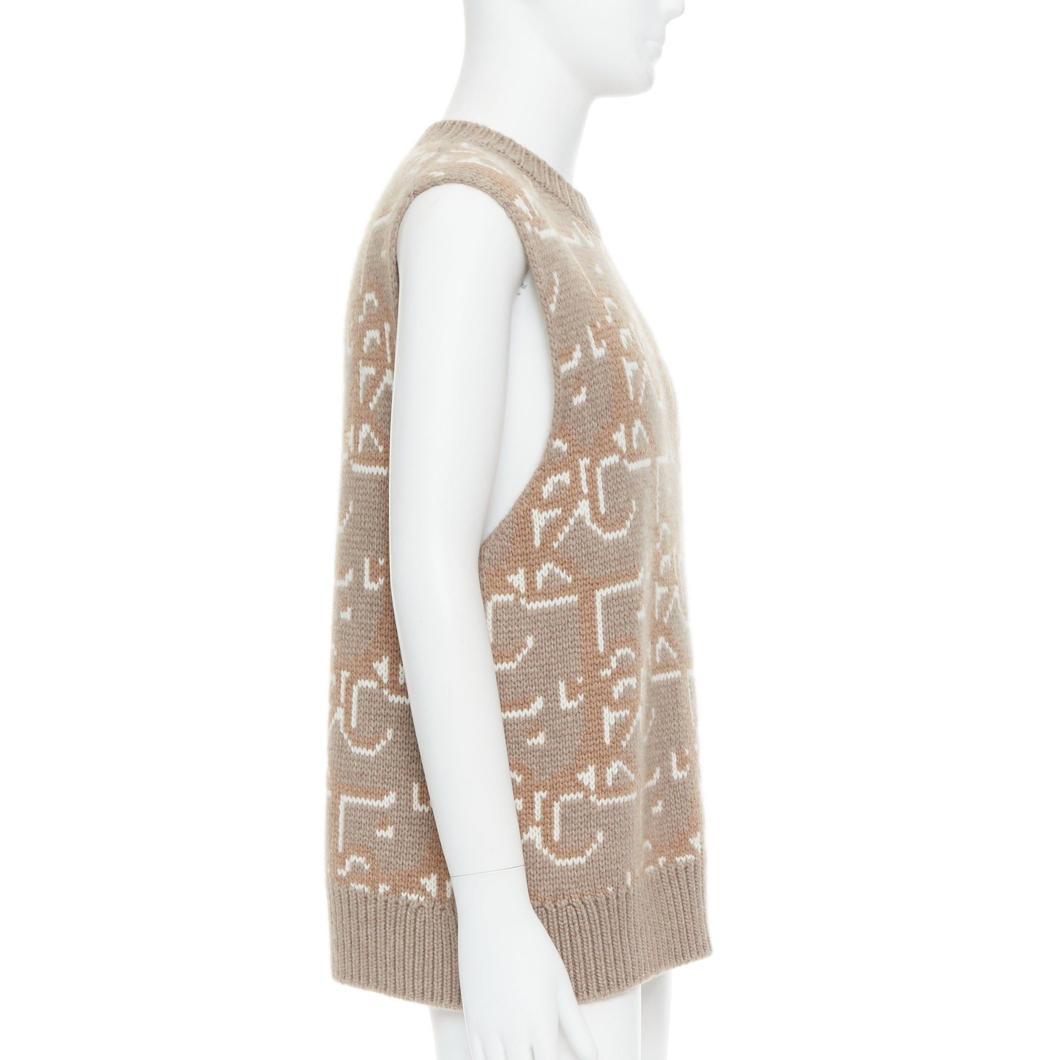 Dior DIOR Travis Scott Cactus Jack 2022 beige 100% cashmere oblique vest sweater M Size US M / EU 48-50 / 2 - 4 Thumbnail