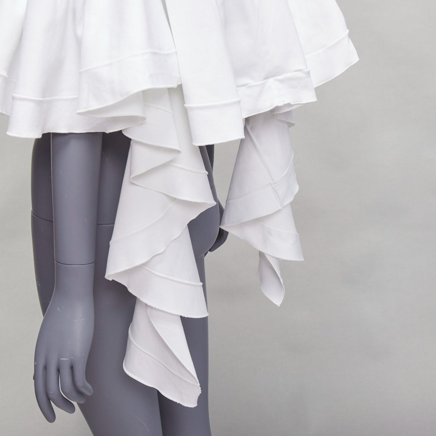 ELLERY ELLERY white cotton blend flare cascade sleeve crew neck crop top UK6 XS Size XS / US 0-2 / IT 36-38 - 2 Thumbnail
