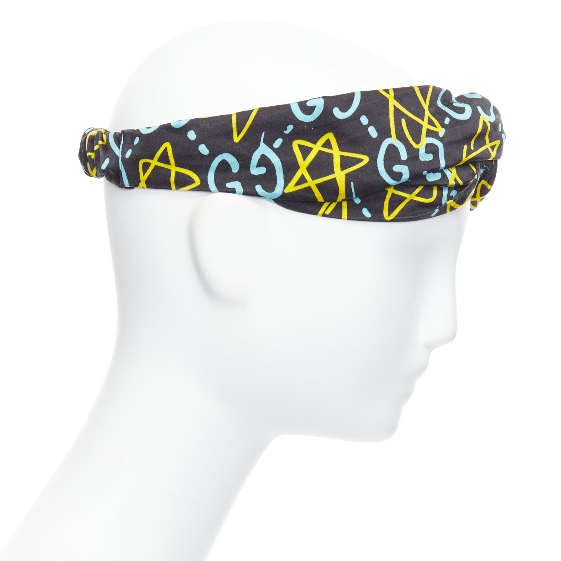Gucci GUCCI Ghost 100% silk graffiti star monogram print twist headband Size ONE SIZE - 4 Thumbnail
