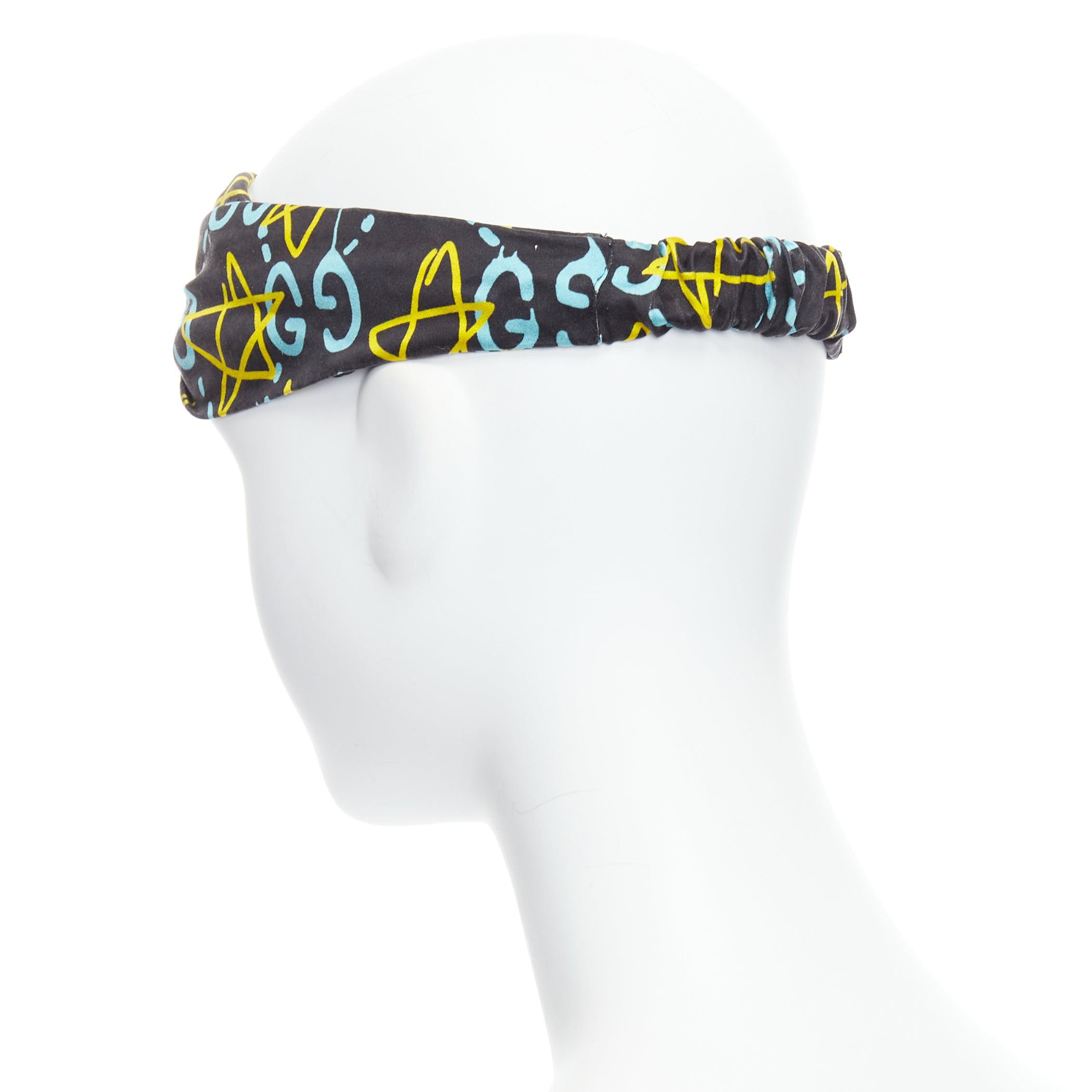 Gucci GUCCI Ghost 100% silk graffiti star monogram print twist headband Size ONE SIZE - 6 Thumbnail