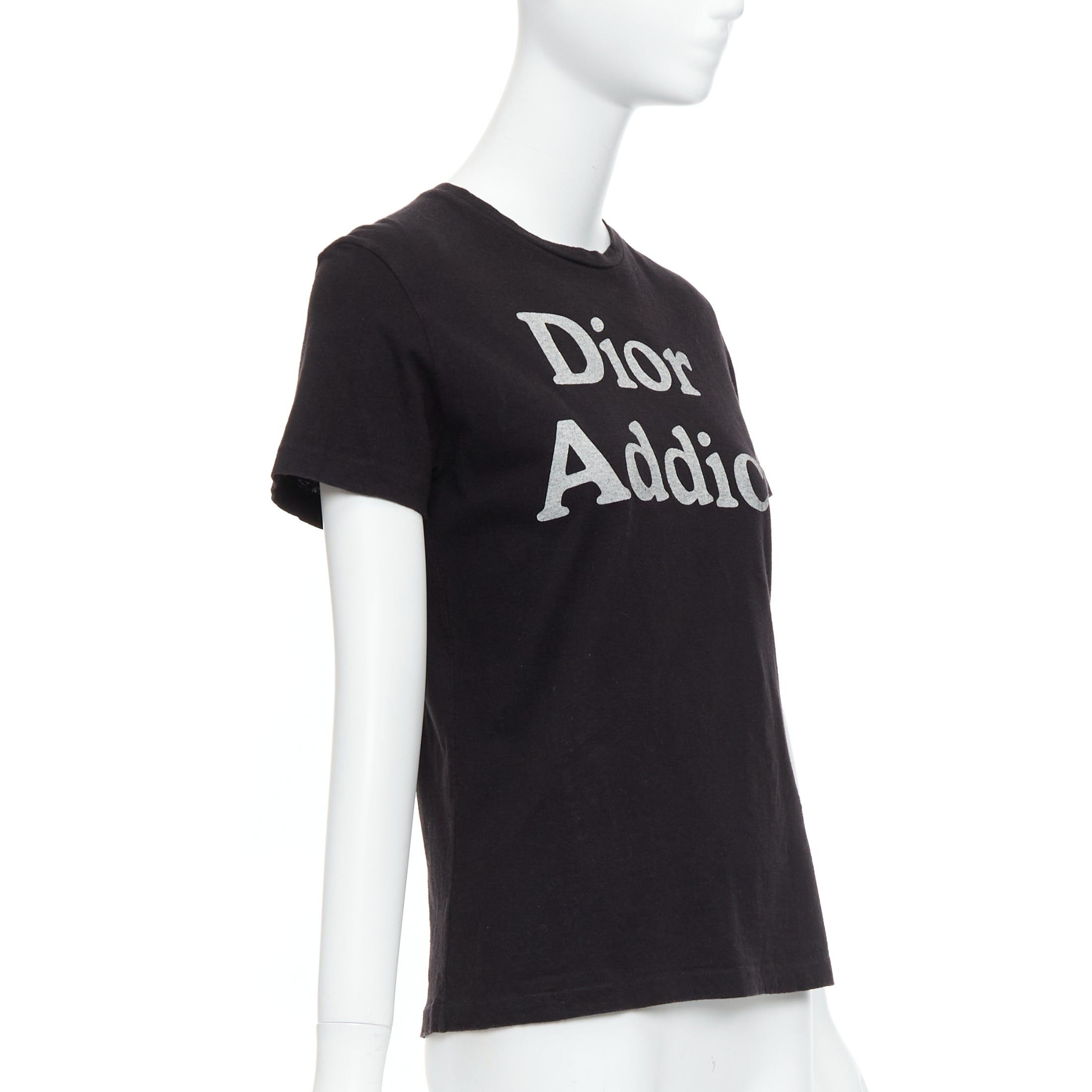 Dior CHRISTIAN DIOR Addict black cotton linen grey speckle logo print tshirt XS Size S / US 4 / IT 40 - 3 Thumbnail