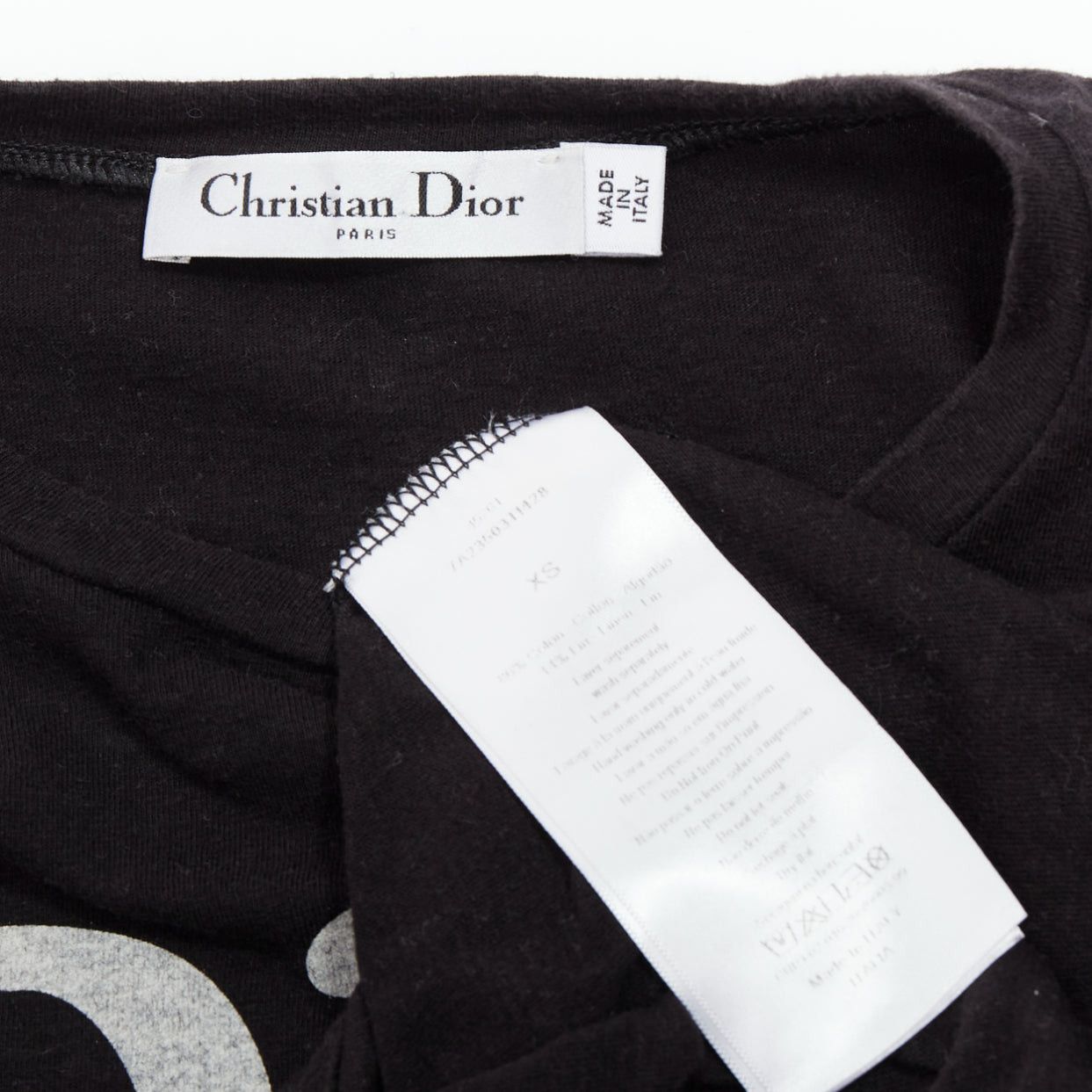 Dior CHRISTIAN DIOR Addict black cotton linen grey speckle logo print tshirt XS Size S / US 4 / IT 40 - 8 Thumbnail