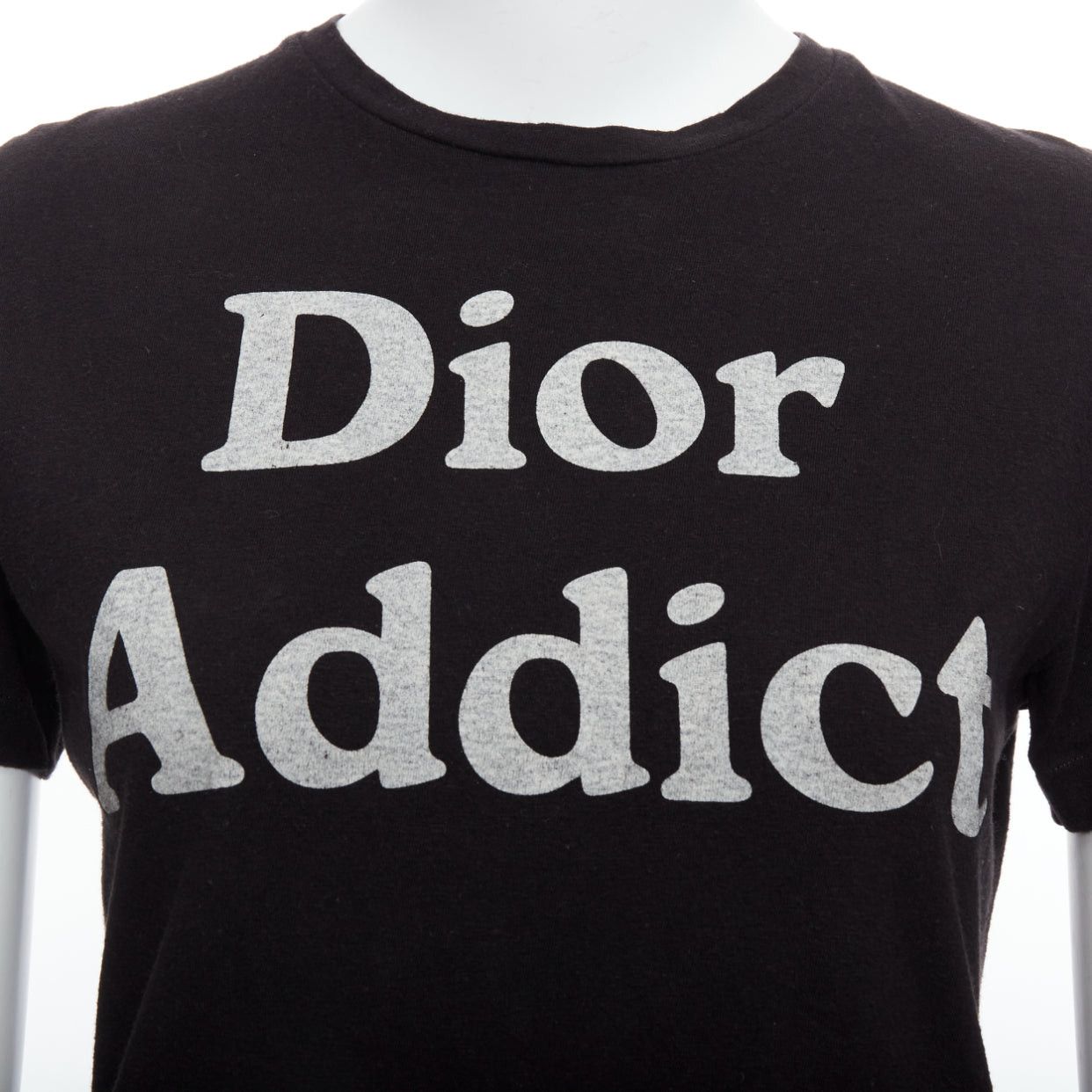 Dior CHRISTIAN DIOR Addict black cotton linen grey speckle logo print tshirt XS Size S / US 4 / IT 40 - 7 Thumbnail