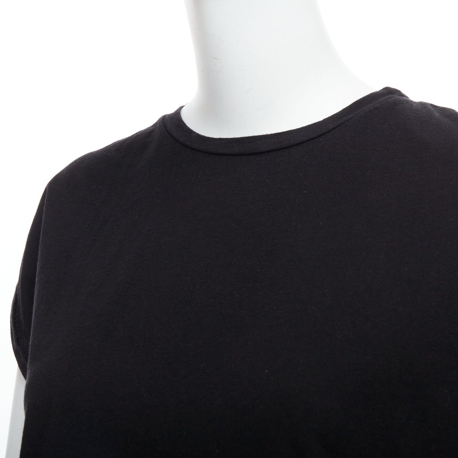 Balmain BALMAIN black cotton rolled cuff cap sleeve minimal tshirt FR34 XS Size XS / US 0-2 / IT 36-38 - 7 Thumbnail
