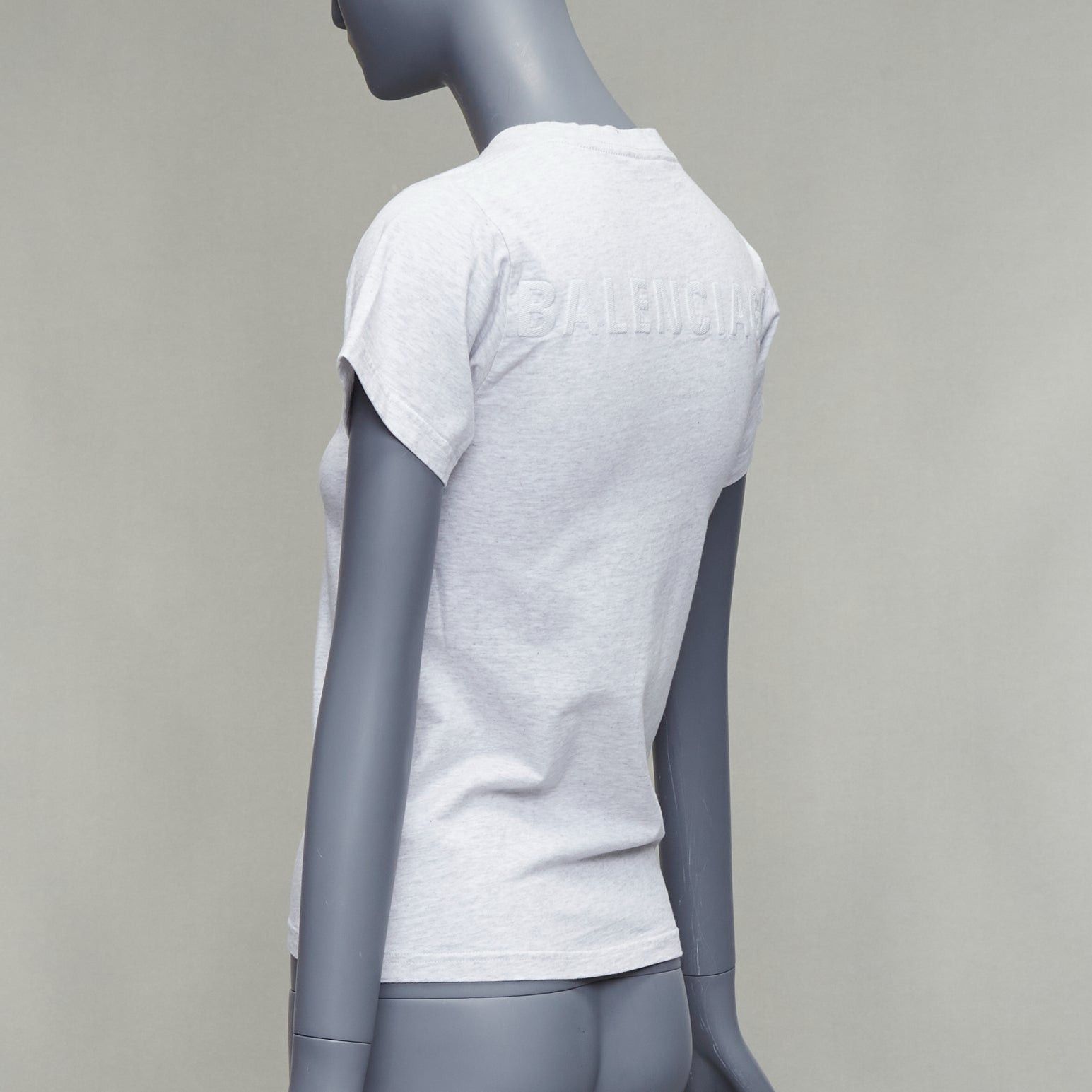 Balenciaga BALENCIAGA Demna 2018 grey logo embroidery back front tshirt XS Size S / US 4 / IT 40 - 6 Thumbnail