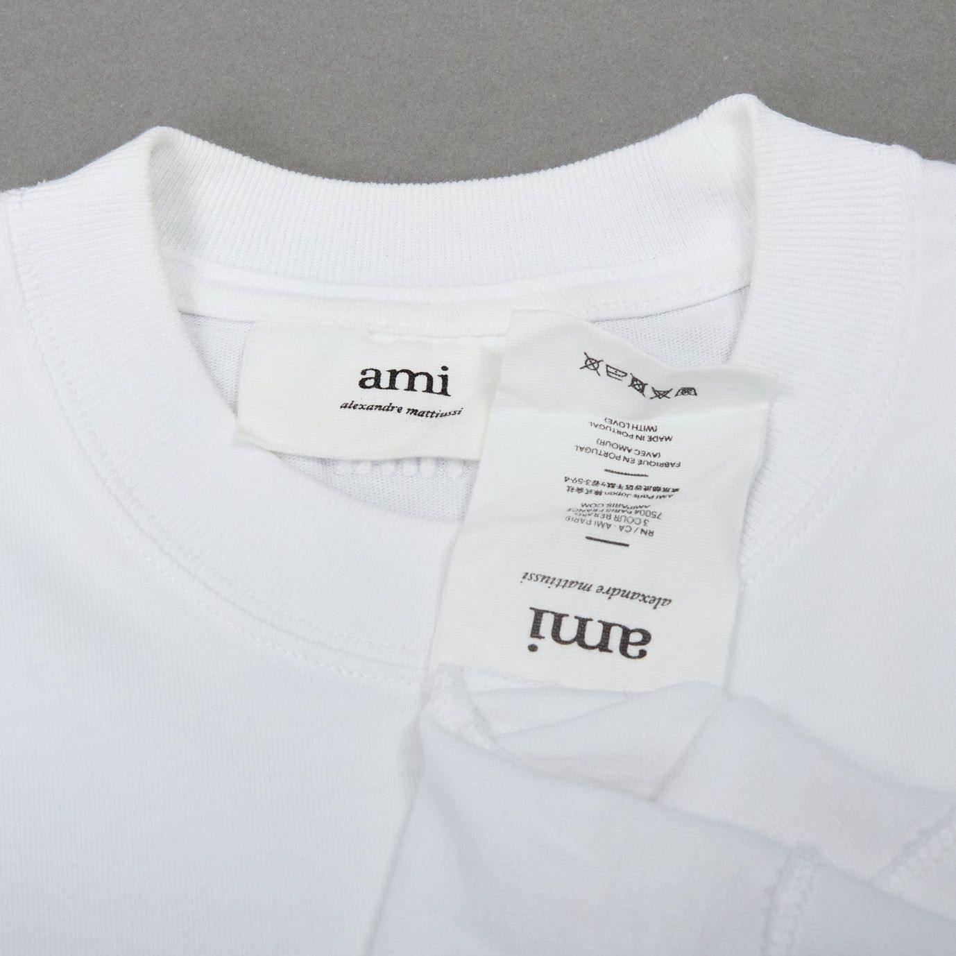 AMI AMI white cotton embroidered A heart badge logo oversized tshirt US0 XS Size S / US 4 / IT 40 - 8 Thumbnail
