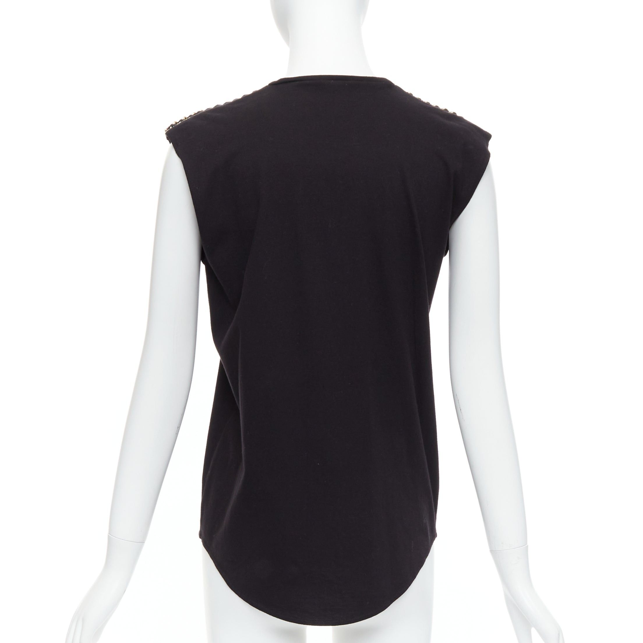 Balmain BALMAIN black metal chain lamb leather trim cotton tank top FR40 L Size M / US 6-8 / IT 42-44 - 5 Thumbnail