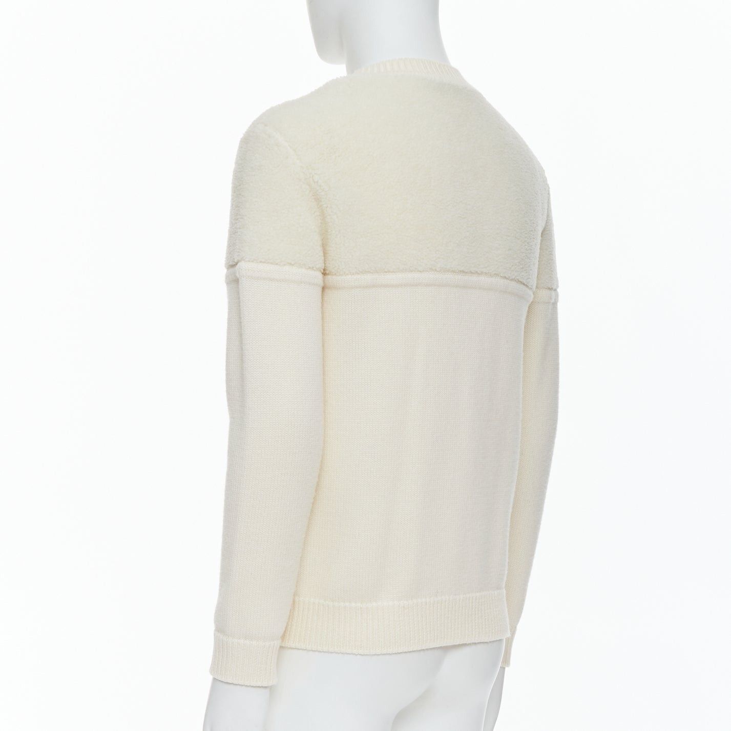 Fendi FENDI 100% wool fleece cream panelled logo applique sweater IT46 S Size US S / EU 44-46 / 1 - 6 Thumbnail
