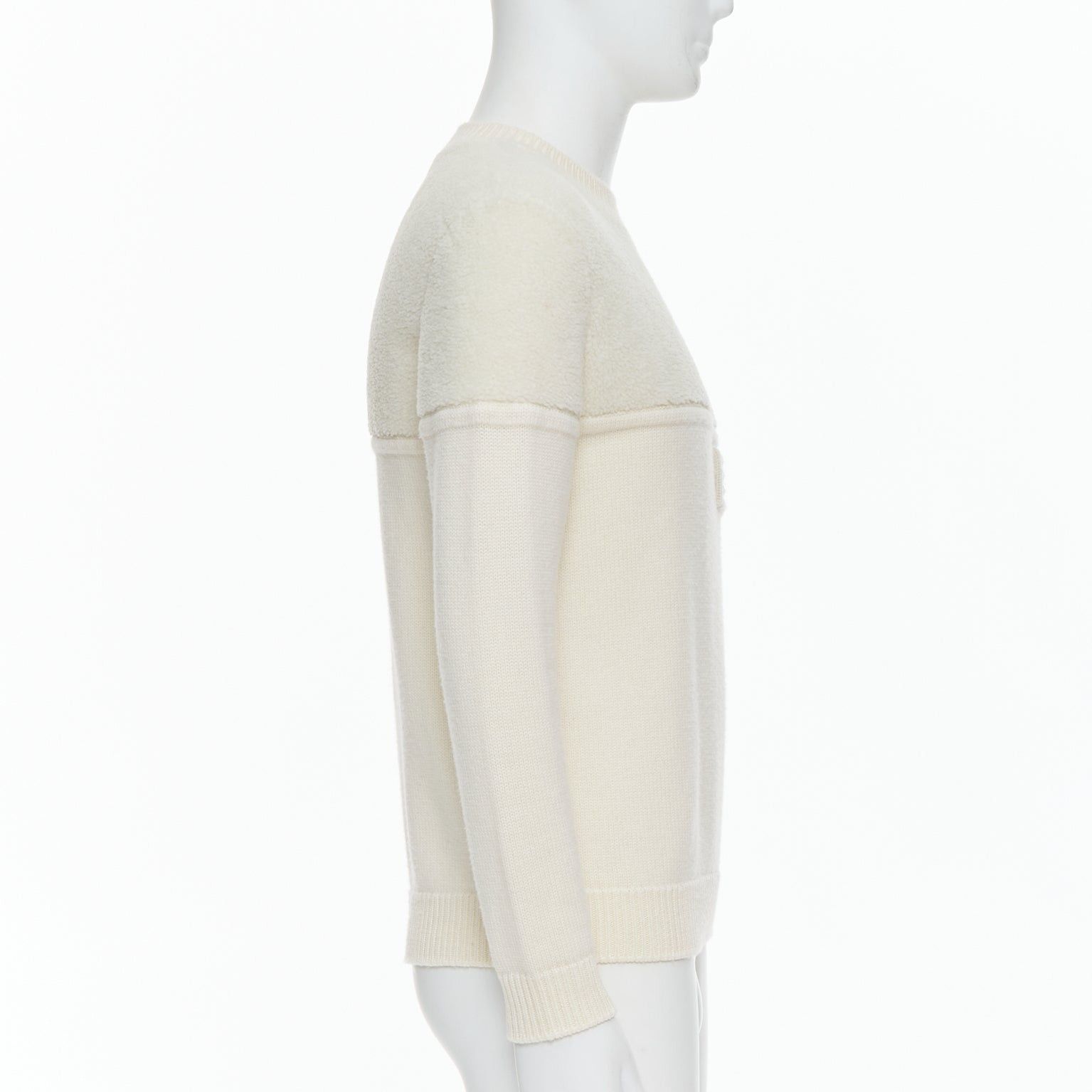Fendi FENDI 100% wool fleece cream panelled logo applique sweater IT46 S Size US S / EU 44-46 / 1 - 4 Thumbnail