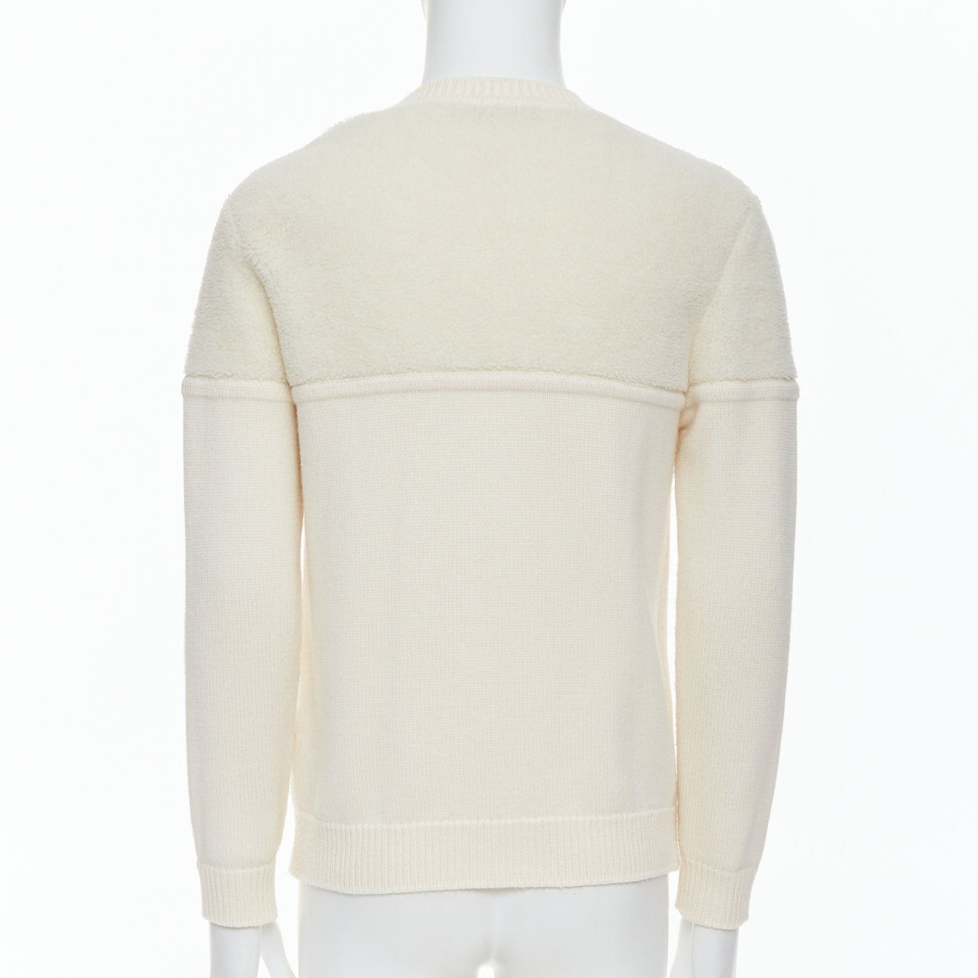 Fendi FENDI 100% wool fleece cream panelled logo applique sweater IT46 S Size US S / EU 44-46 / 1 - 5 Thumbnail