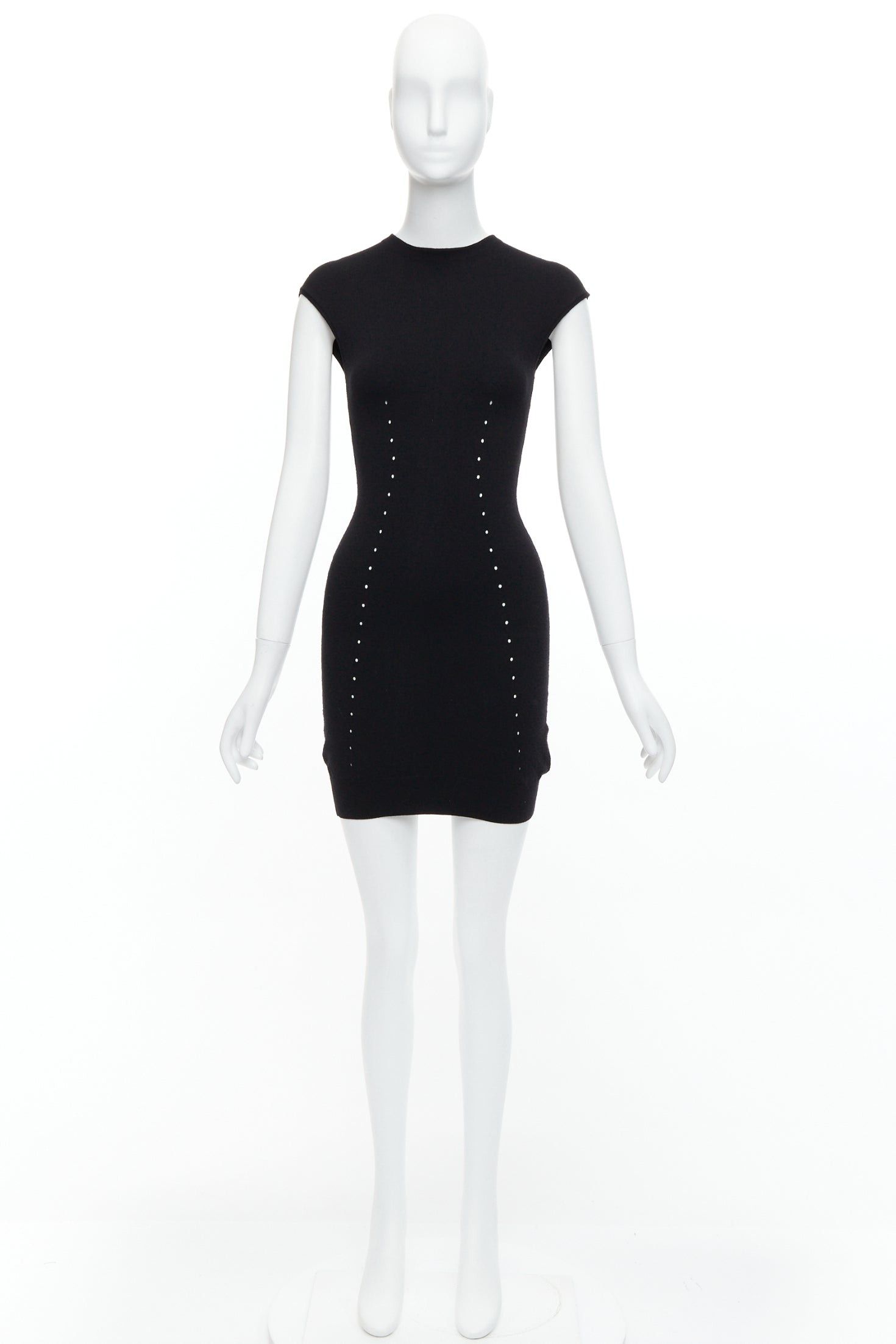 alexander wang black bodycon dress Alexander Wang Compact Cotton Ruched Little Black Mini Dress  The Closet  New York