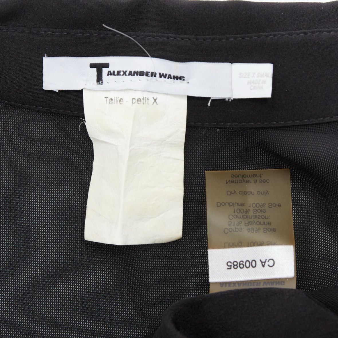 Alexander Wang T ALEXANDER WANG black sheer silk blend panelled cap sleeve button front dress XS Size S / US 4 / IT 40 - 8 Thumbnail
