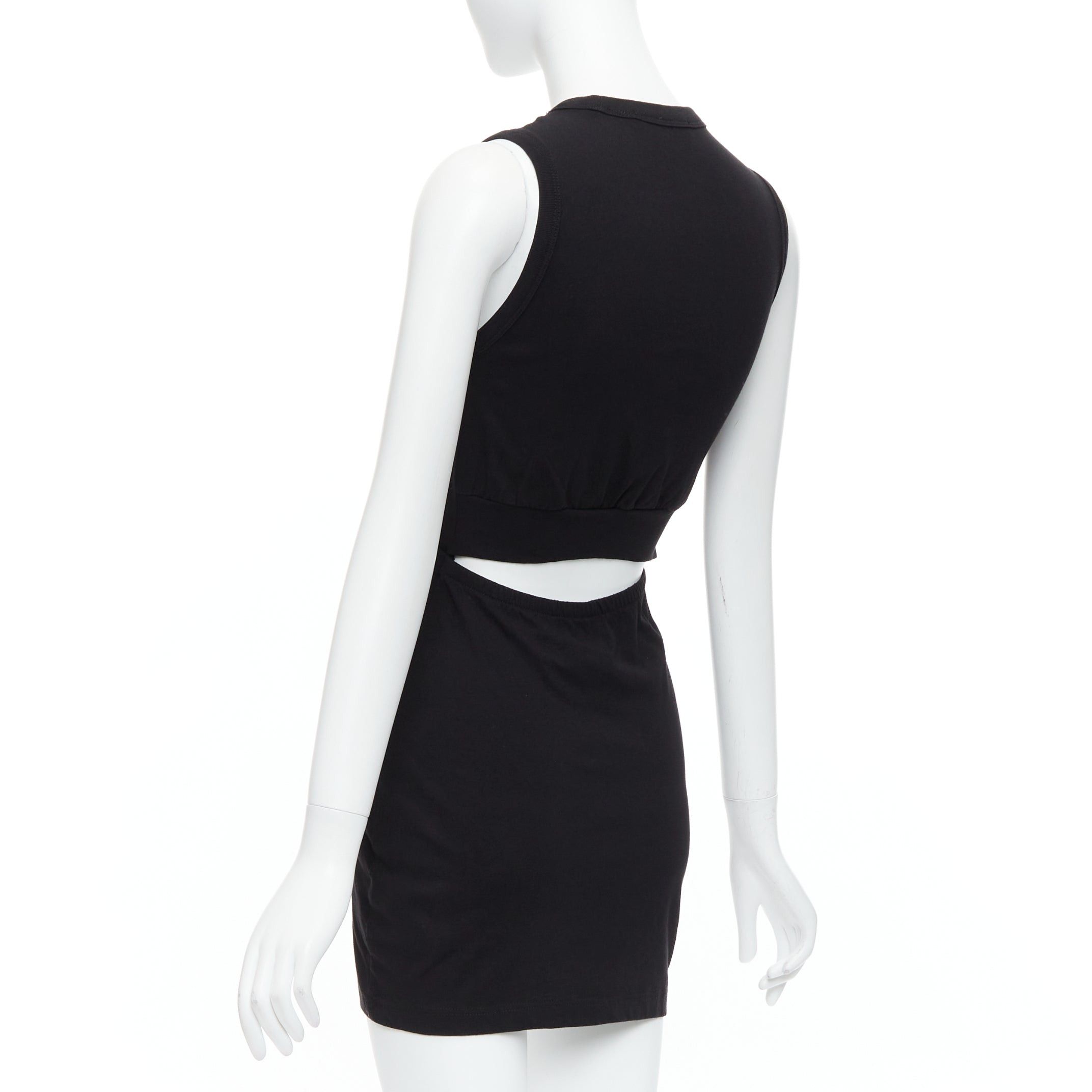 Alexander Wang T ALEXANDER WANG black cotton chest cutout twist draped mini dress XS Size S / US 4 / IT 40 - 6 Thumbnail