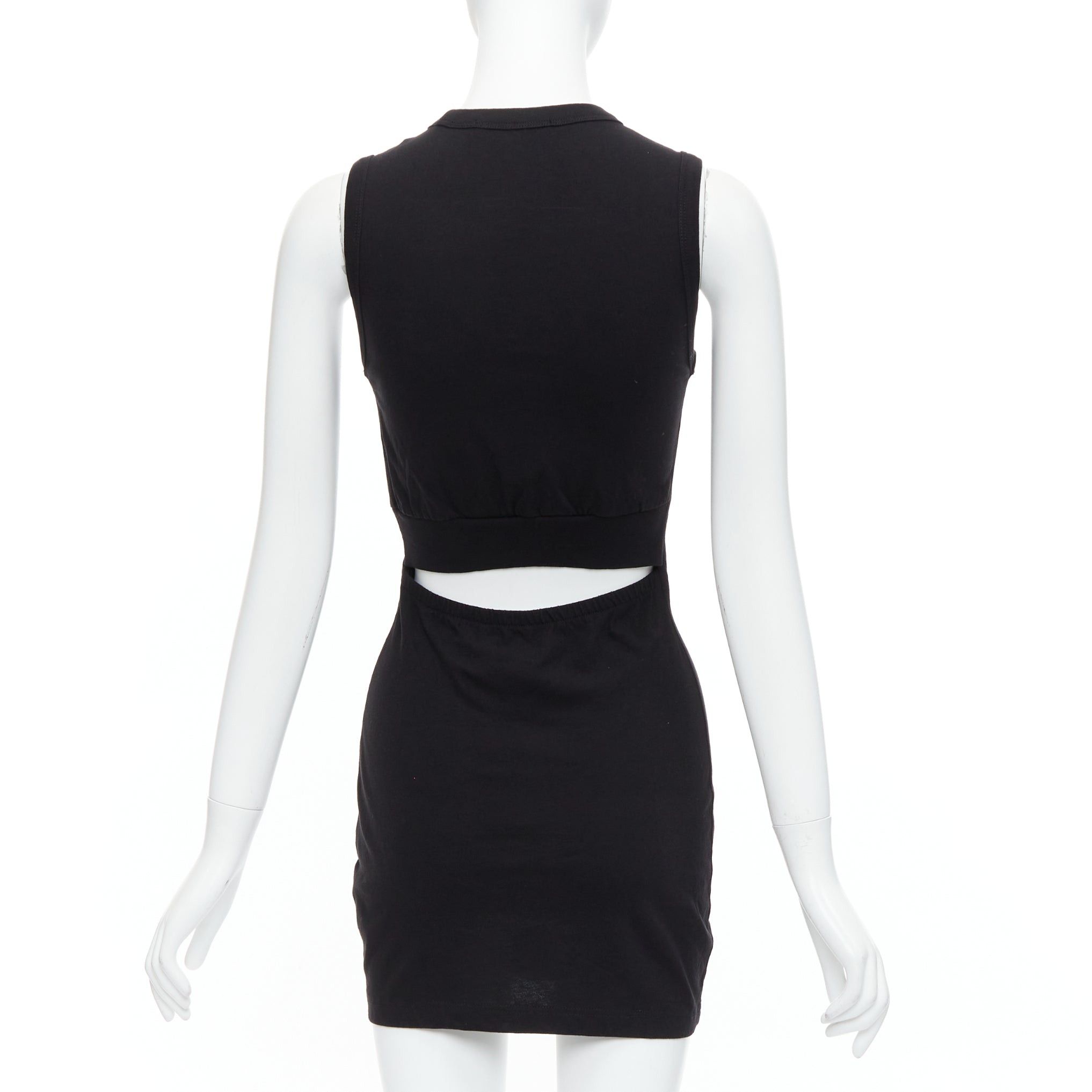 Alexander Wang T ALEXANDER WANG black cotton chest cutout twist draped mini dress XS Size S / US 4 / IT 40 - 5 Thumbnail