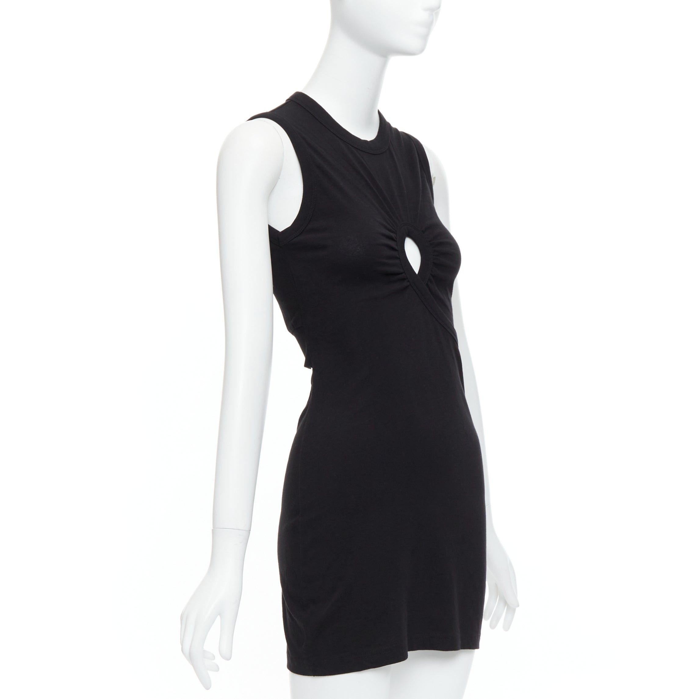 Alexander Wang T ALEXANDER WANG black cotton chest cutout twist draped mini dress XS Size S / US 4 / IT 40 - 3 Thumbnail