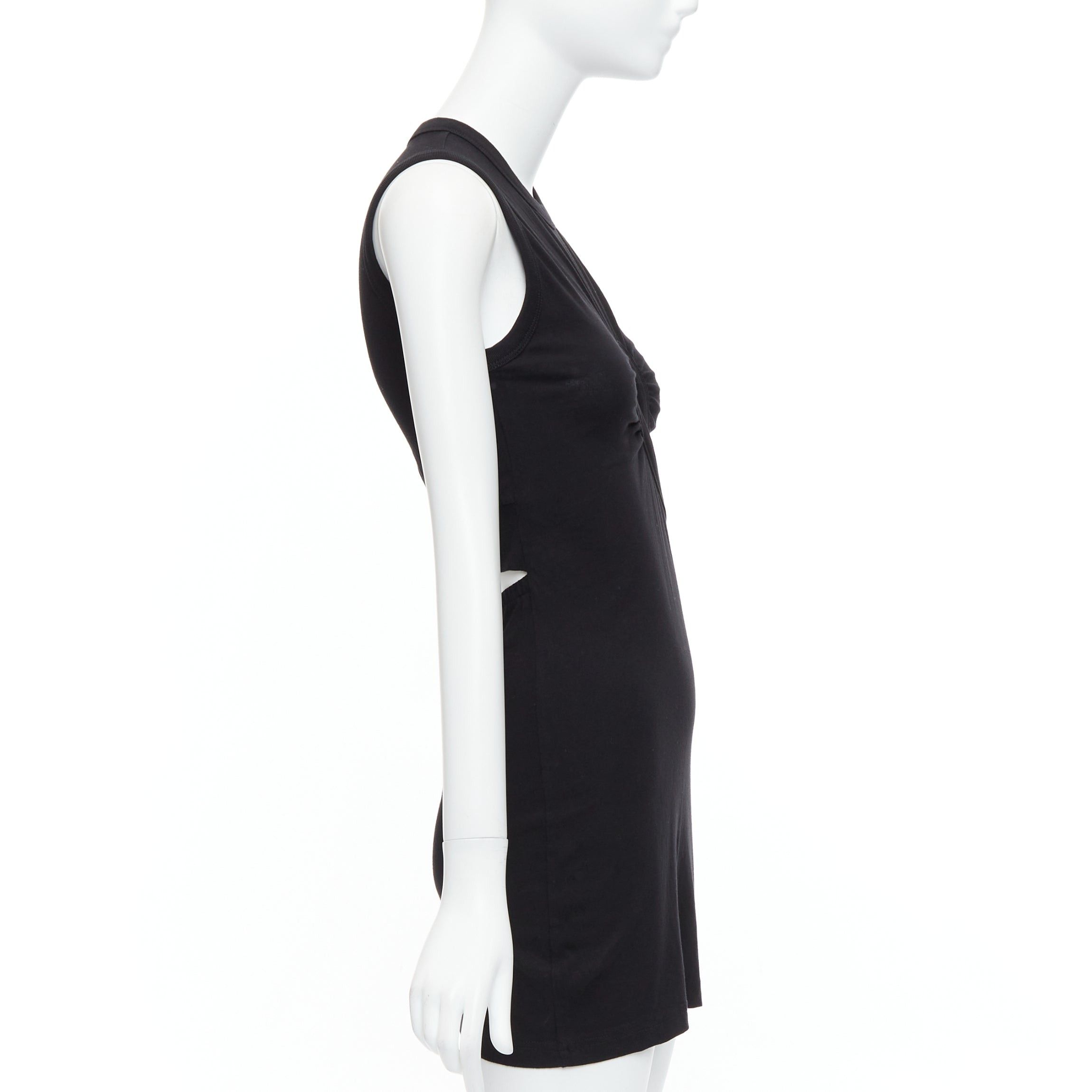 Alexander Wang T ALEXANDER WANG black cotton chest cutout twist draped mini dress XS Size S / US 4 / IT 40 - 4 Thumbnail