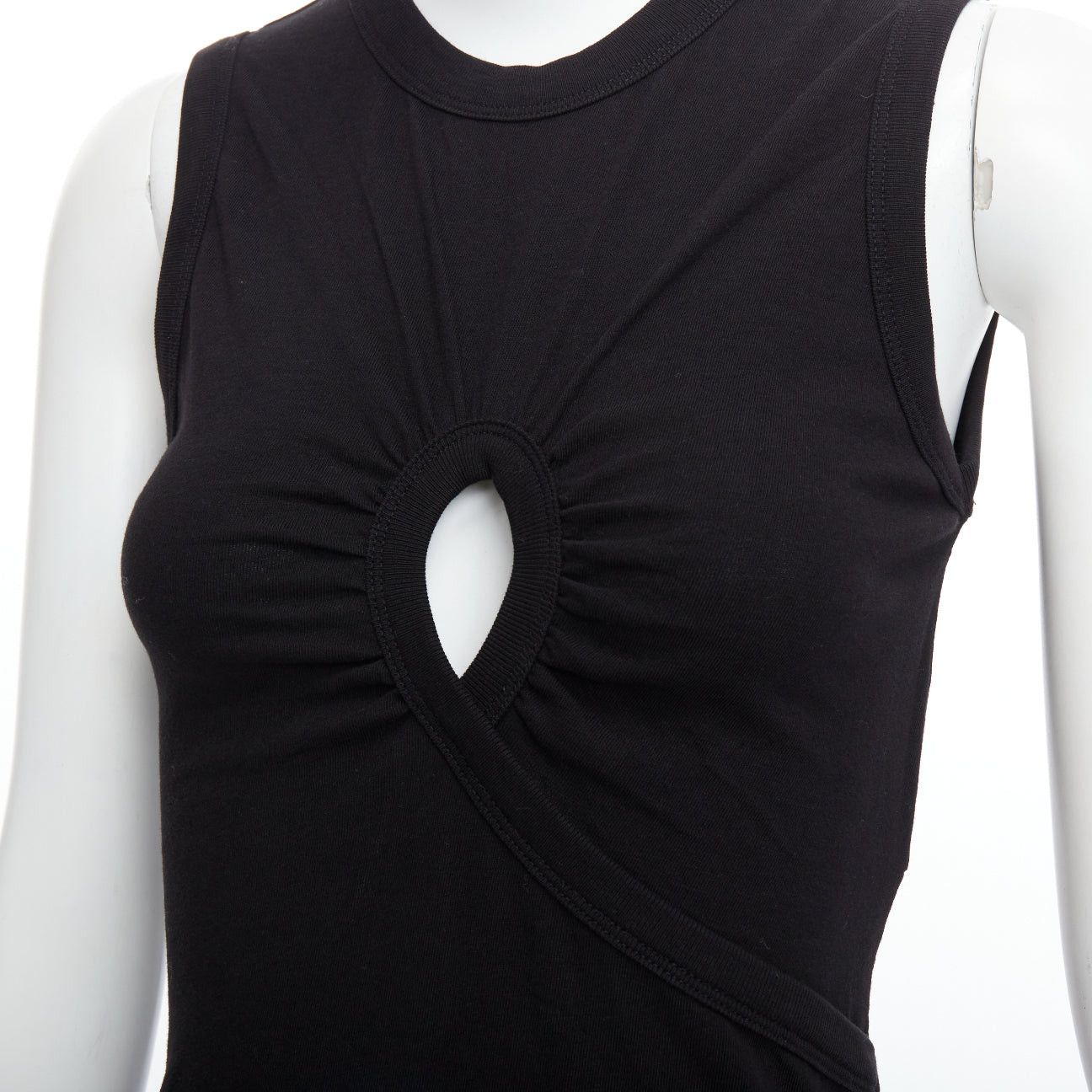Alexander Wang T ALEXANDER WANG black cotton chest cutout twist draped mini dress XS Size S / US 4 / IT 40 - 7 Thumbnail