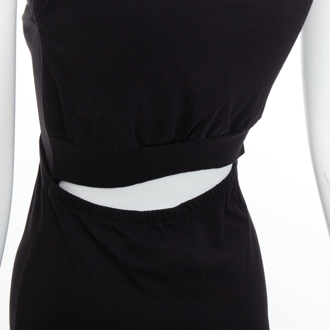 Alexander Wang T ALEXANDER WANG black cotton chest cutout twist draped mini dress XS Size S / US 4 / IT 40 - 2 Thumbnail