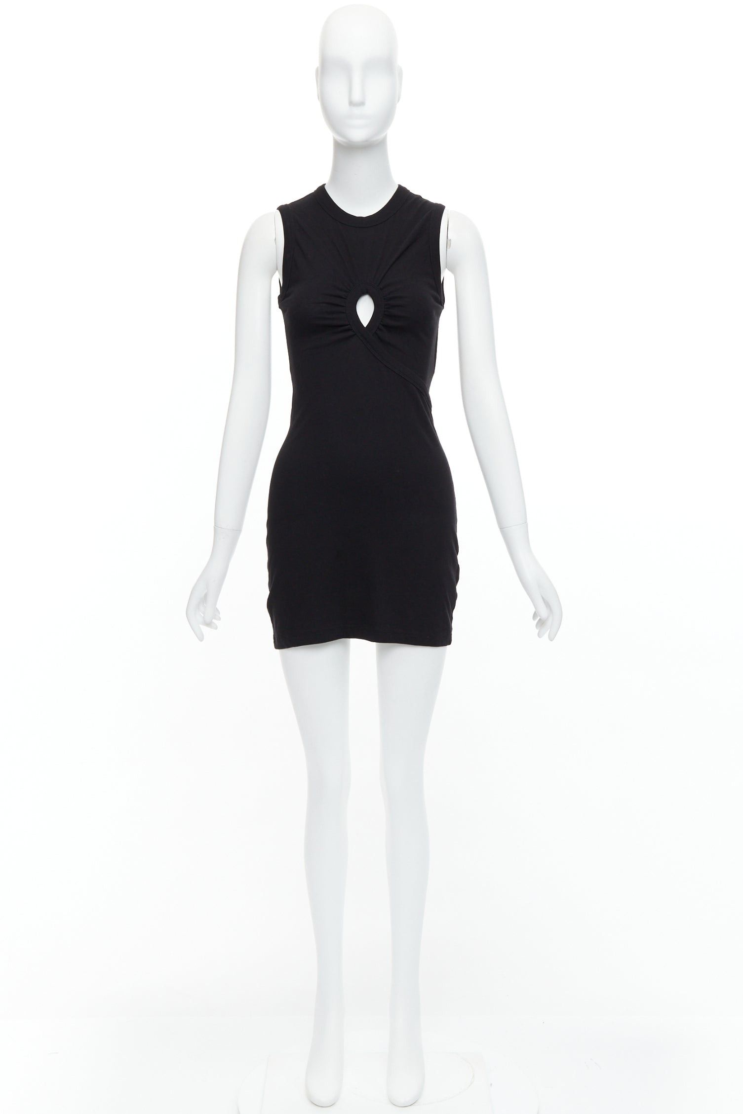 Alexander Wang T ALEXANDER WANG black cotton chest cutout twist draped mini dress XS Size S / US 4 / IT 40 - 9 Thumbnail