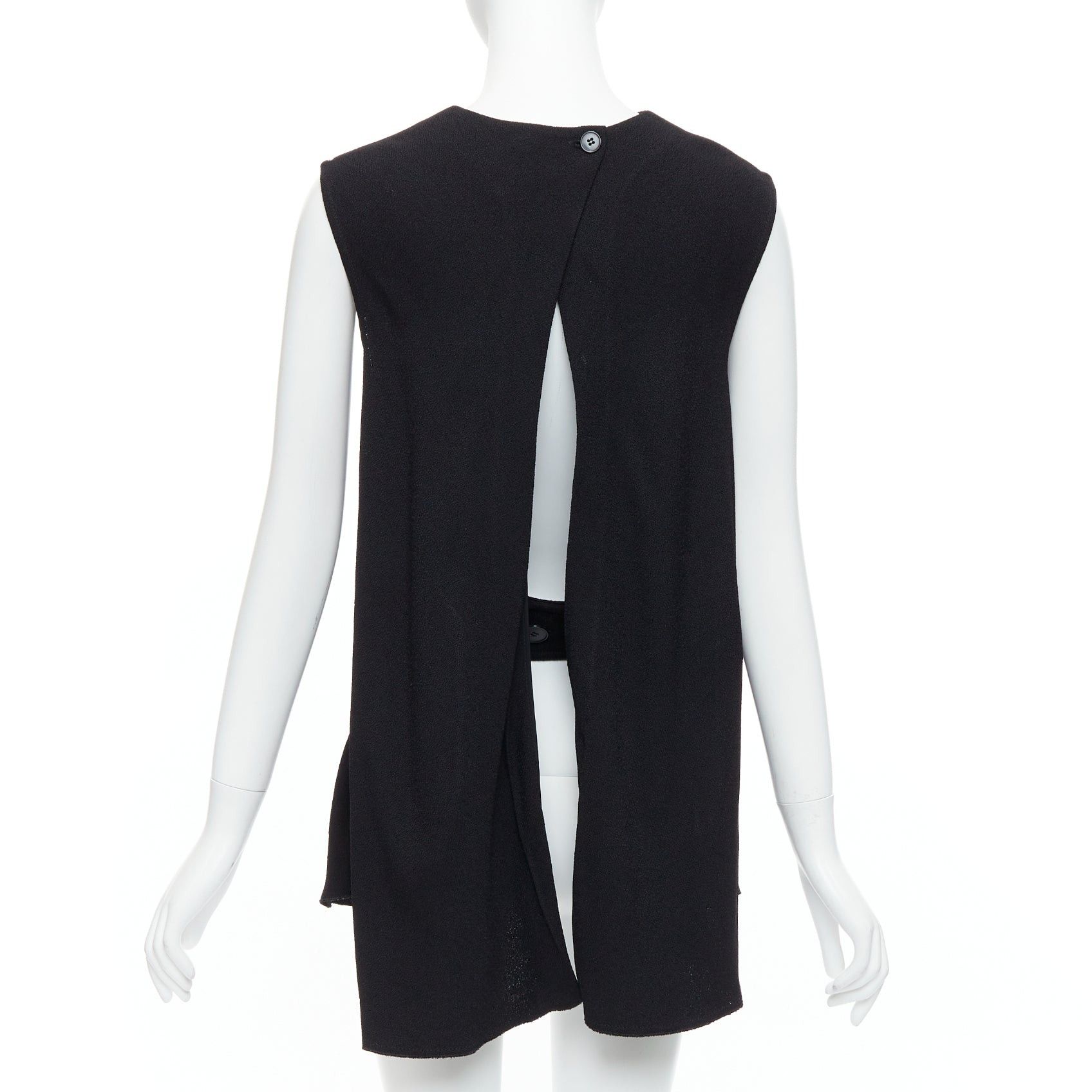 Victoria Beckham VICTORIA BECKHAM black drape backless inserted belt crew neck top Size ONE SIZE - 2 Thumbnail