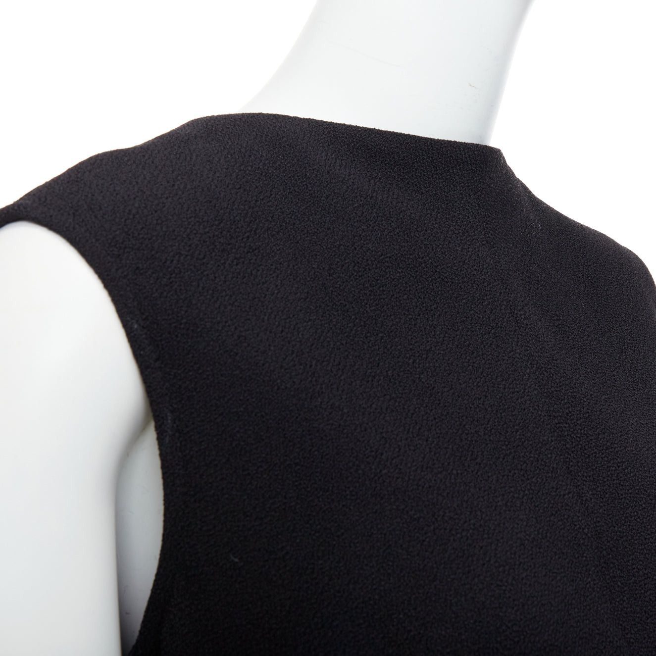 Victoria Beckham VICTORIA BECKHAM black drape backless inserted belt crew neck top Size ONE SIZE - 7 Thumbnail