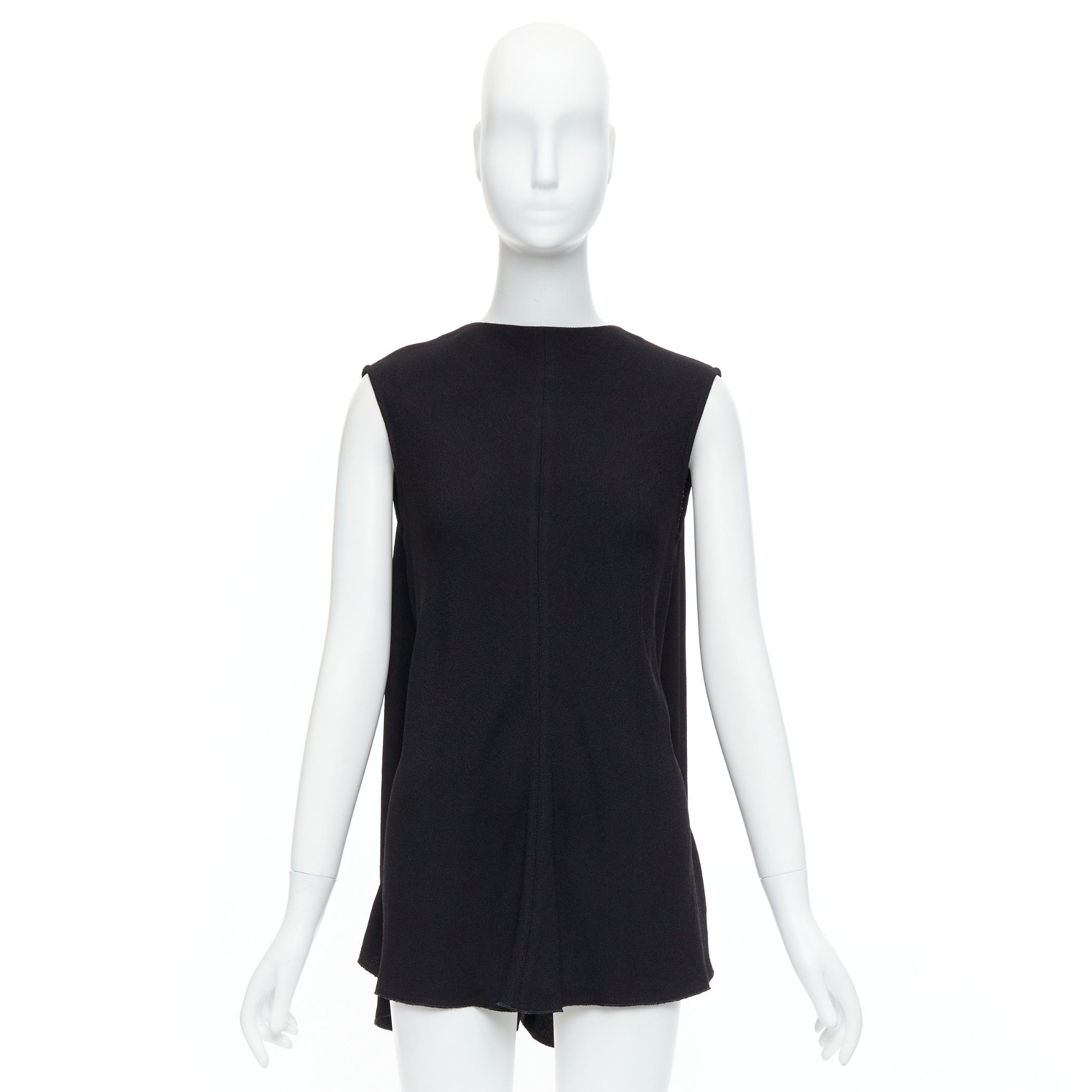Victoria Beckham VICTORIA BECKHAM black drape backless inserted belt crew neck top Size ONE SIZE - 9 Thumbnail
