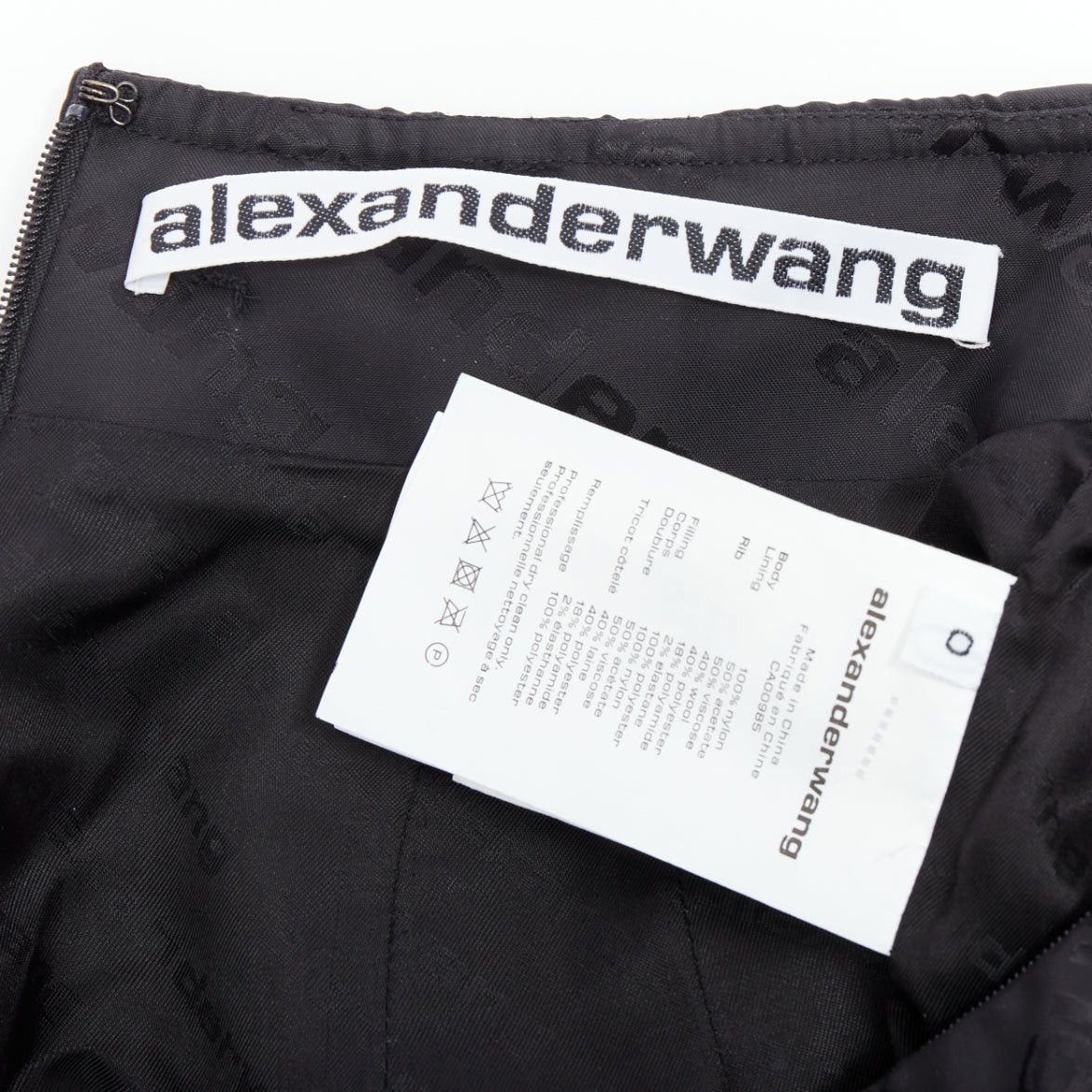 Alexander Wang ALEXANDER WANG black logo print deconstructed bomber nylon mini skirt US0 XS Size 26" / US 2 / IT 38 - 7 Thumbnail
