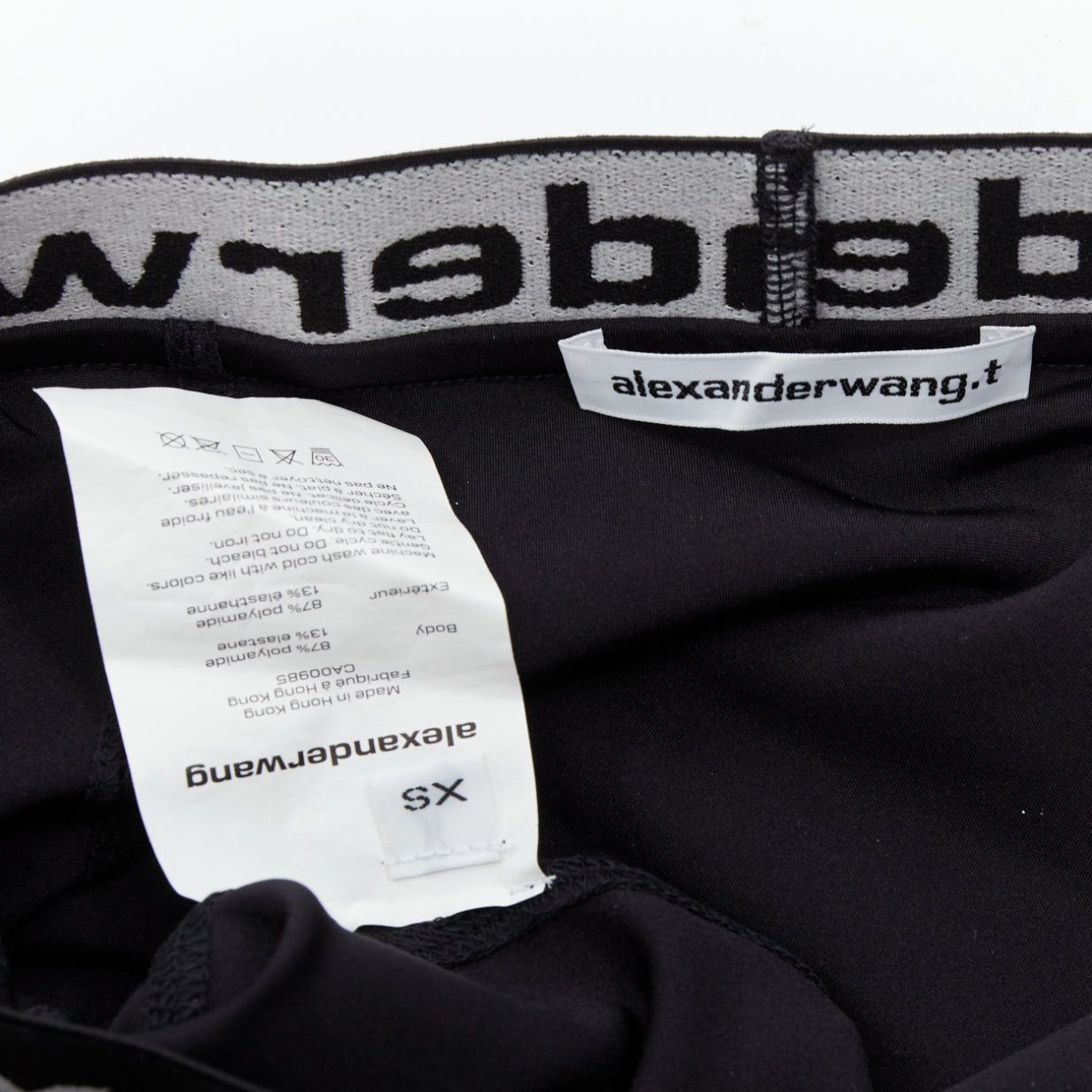 Alexander Wang T ALEXANDER WANG black lace trim logo tape waistband mini skirt XS Size 27" / US 4 / IT 40 - 8 Thumbnail
