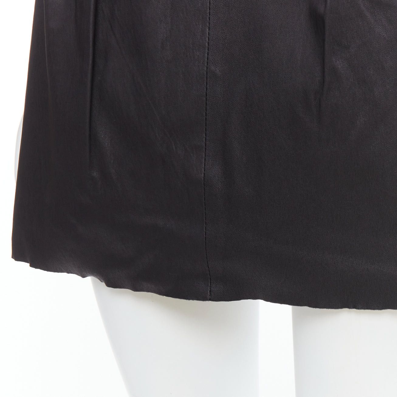 Pierre Balmain PIERRE BALMAIN Vintage black leather wide logo elastic belted A-line skirt FR38 M Size 28" / US 6 / IT 42 - 7 Thumbnail