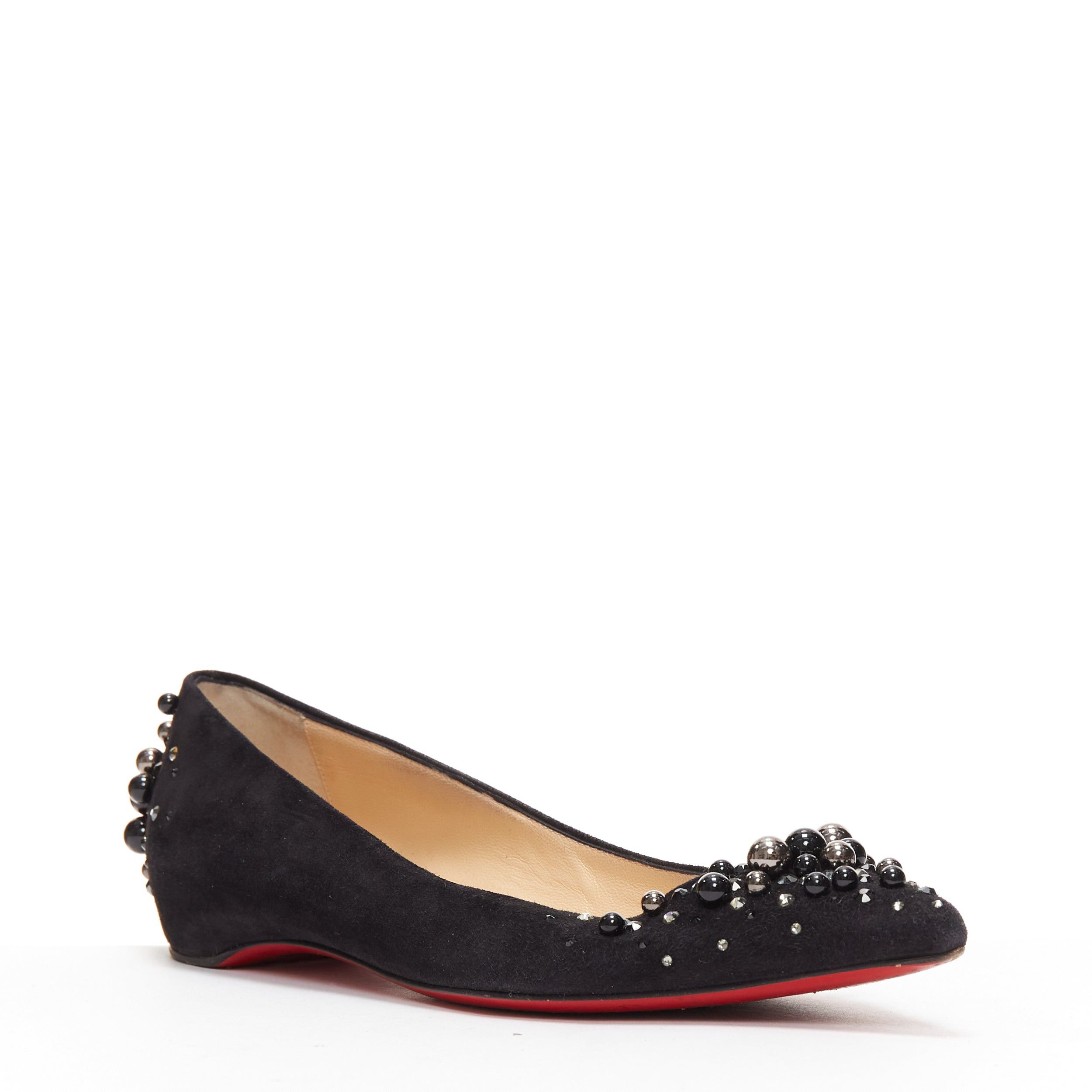 Christian Louboutin CHRISTIAN LOUBOUTIN Veau Velours black suede beaded embellished flats EU35.5 Size US 5.5 / IT 35.5 - 3 Thumbnail