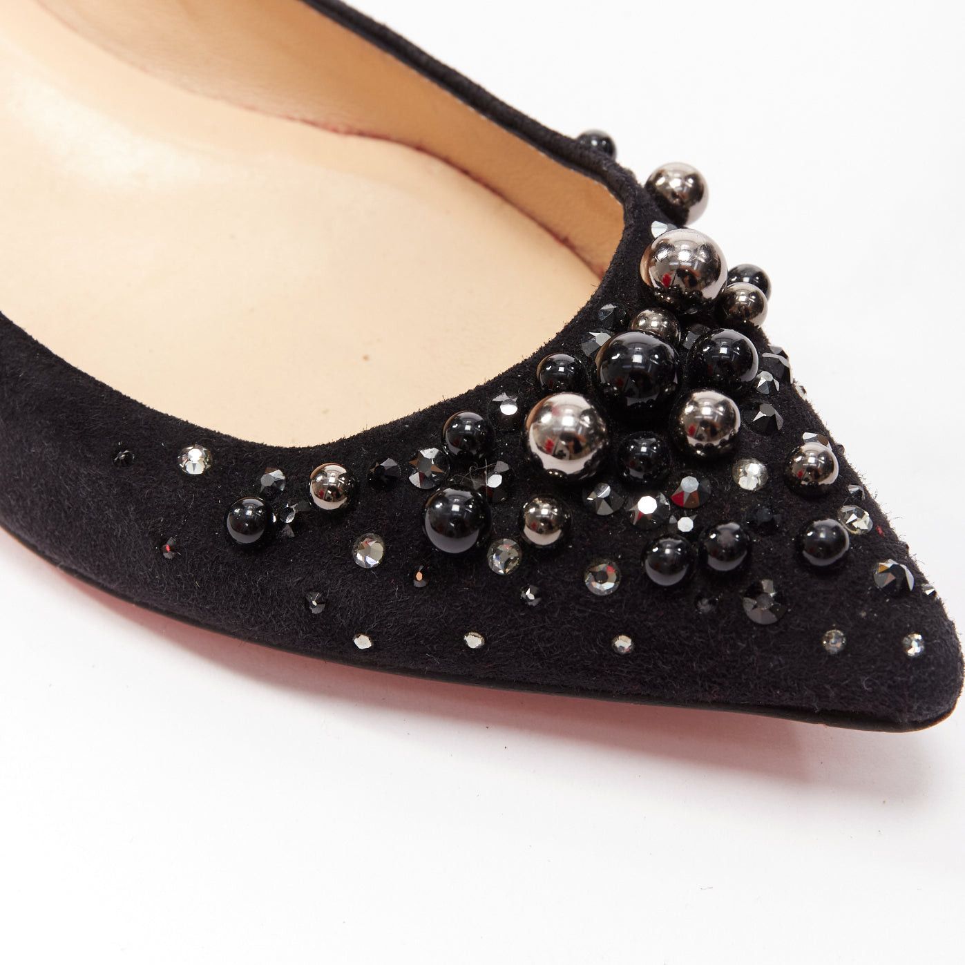 Christian Louboutin CHRISTIAN LOUBOUTIN Veau Velours black suede beaded embellished flats EU35.5 Size US 5.5 / IT 35.5 - 2 Thumbnail