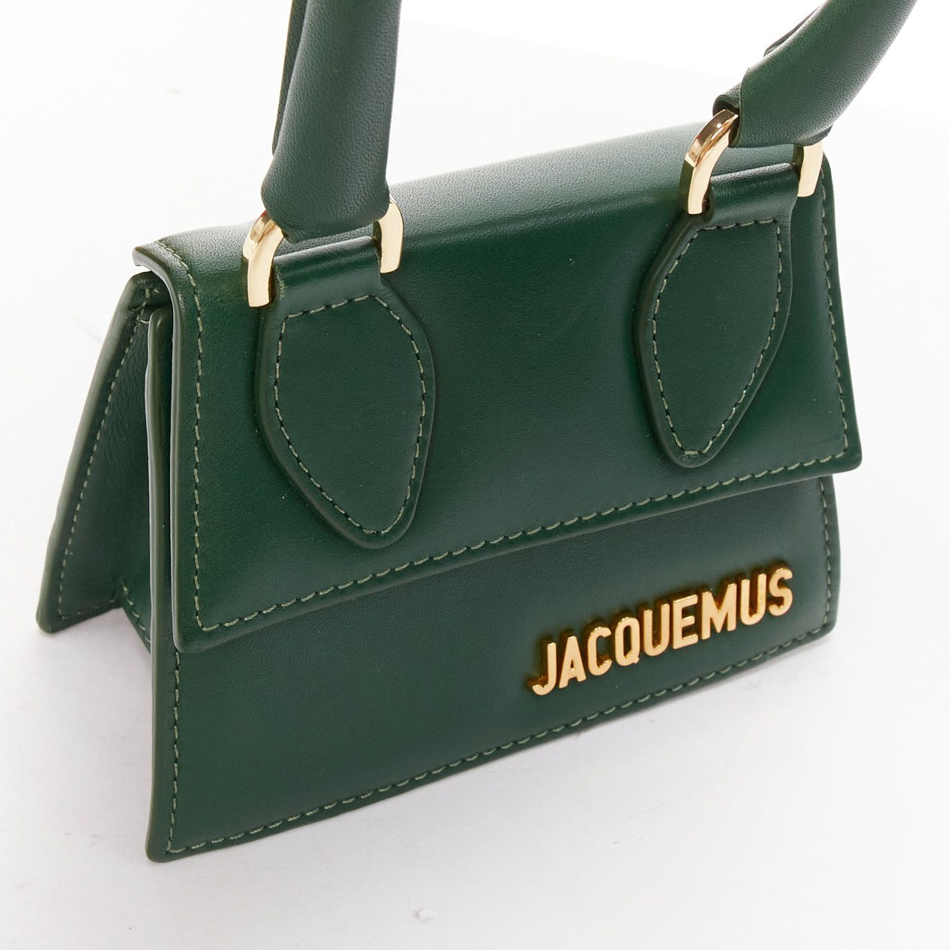 Jacquemus JACQUEMUS Le Chiquito green calfskin gold logo mini crossbody bag Size ONE SIZE - 7 Thumbnail