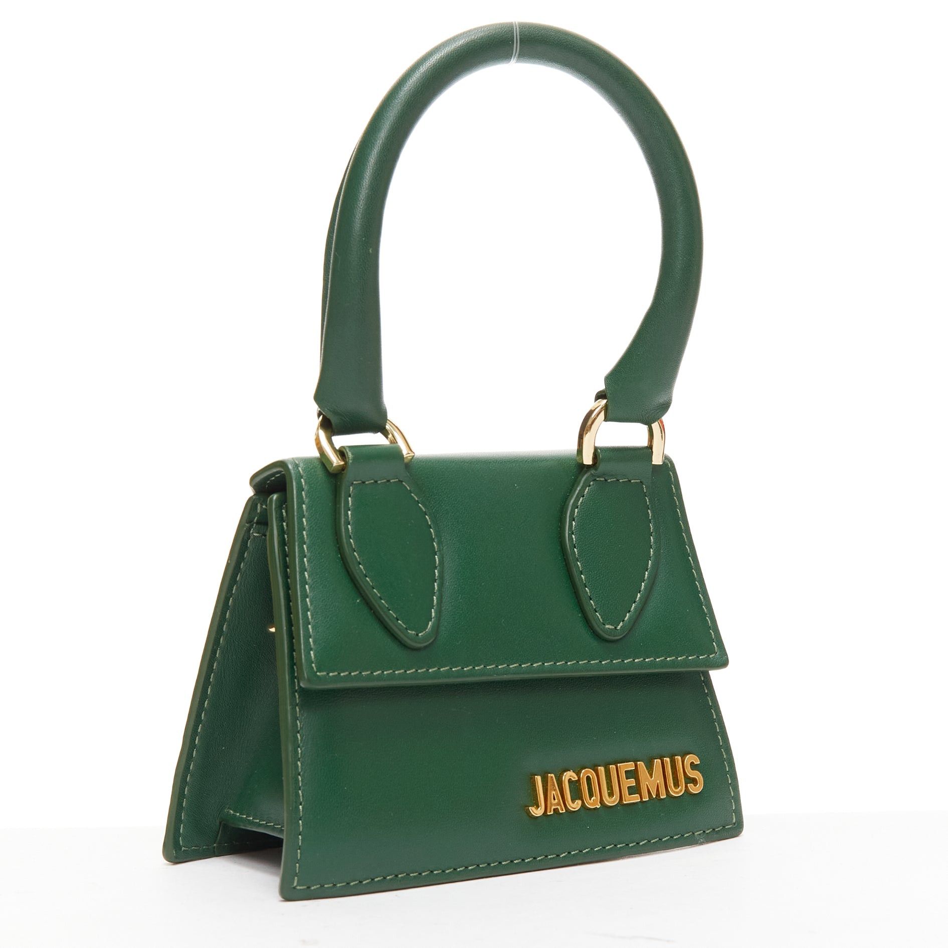 Jacquemus JACQUEMUS Le Chiquito green calfskin gold logo mini crossbody bag Size ONE SIZE - 3 Thumbnail