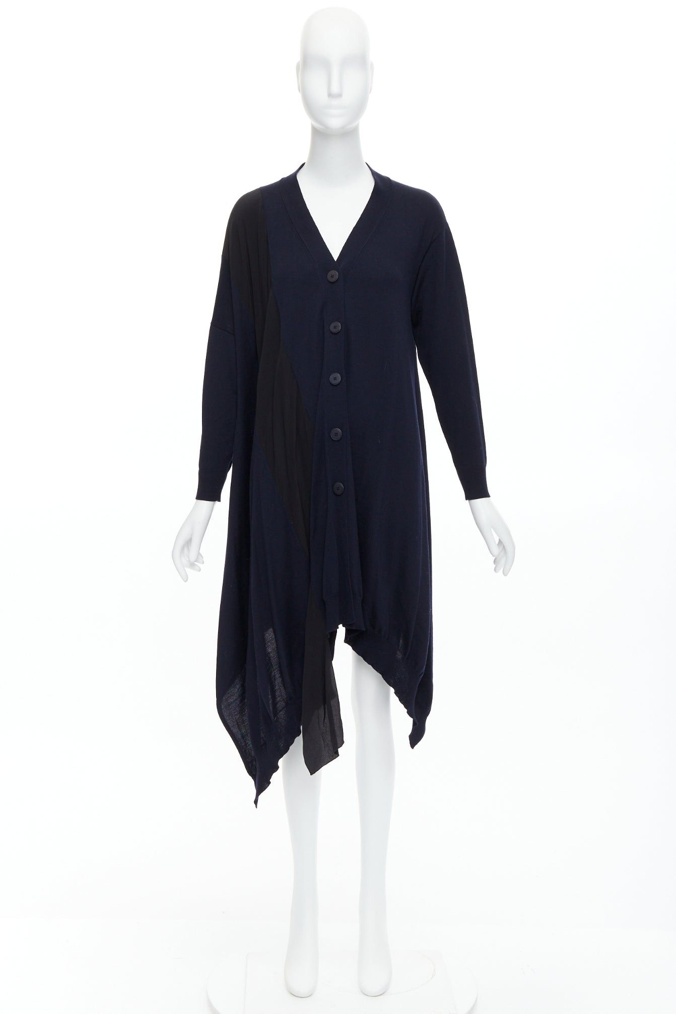 Stella McCartney STELLA MCCARTNEY 2017 navy contrast material high low cardigan IT34 XS Size XXS / US 00 / IT 34 - 12 Thumbnail